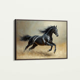 Horses 203 Canvas Art 18" x 24" / 45 x 60 cm / Black