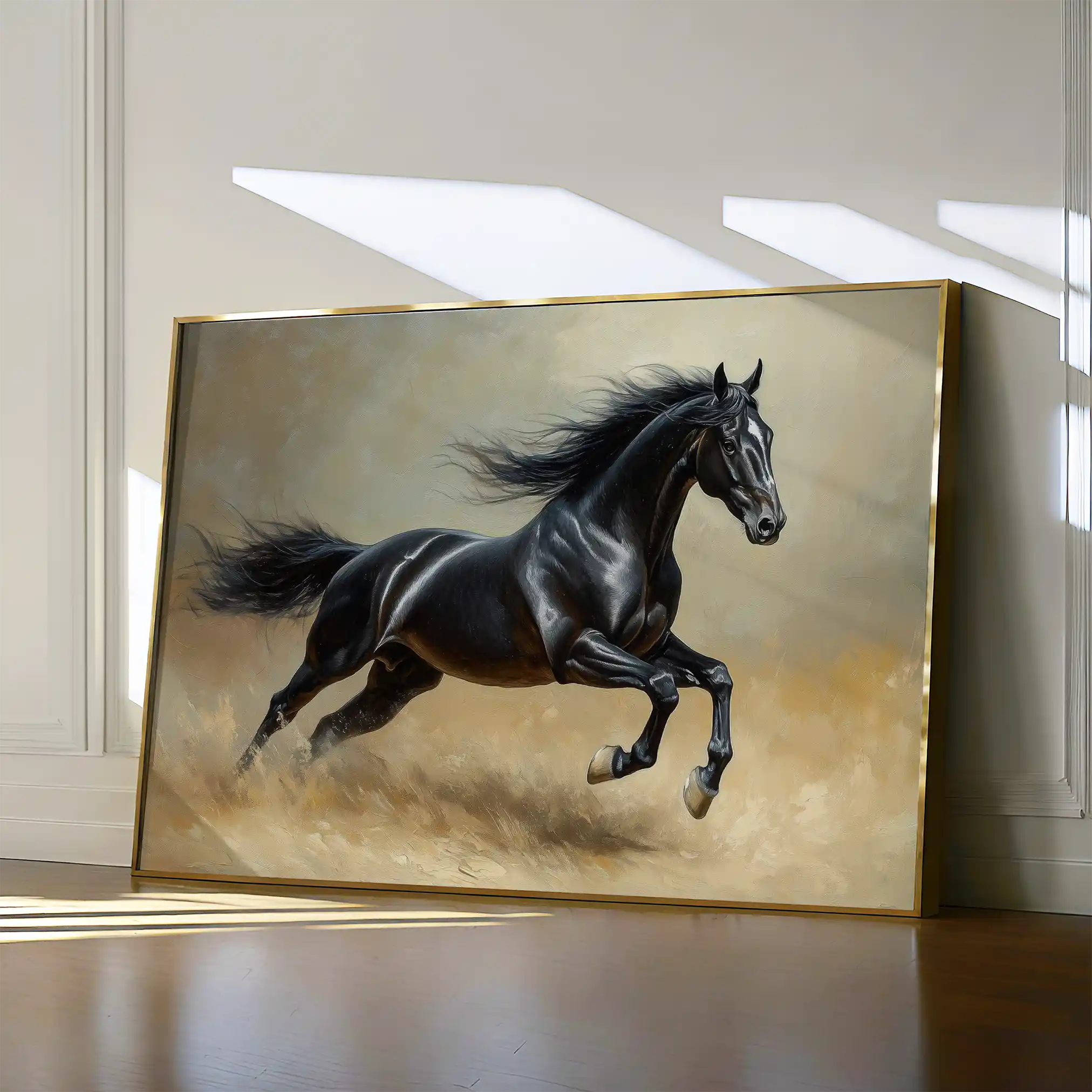 Horses 203 Canvas Art 60 x 40 cm / Black