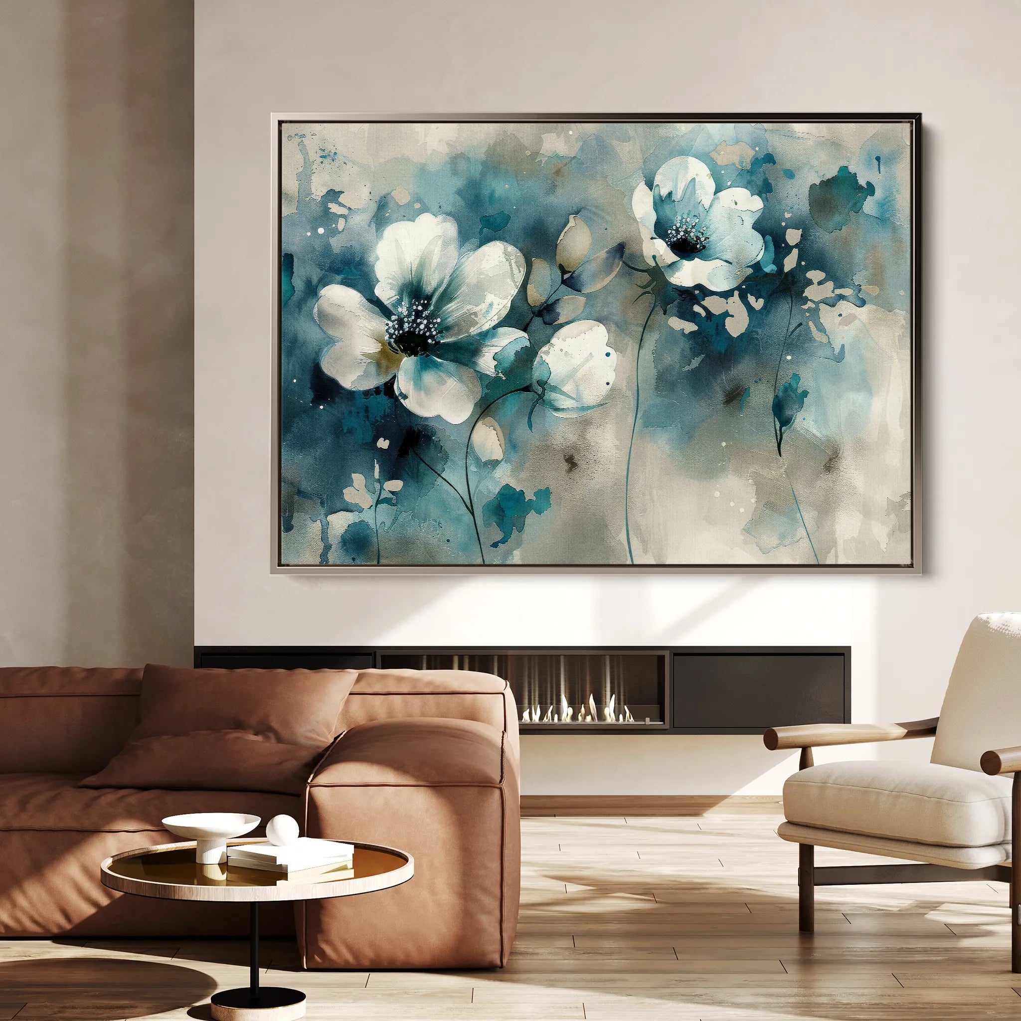 Floral 204 Canvas Art 18" x 24" / 45 x 60 cm / Black