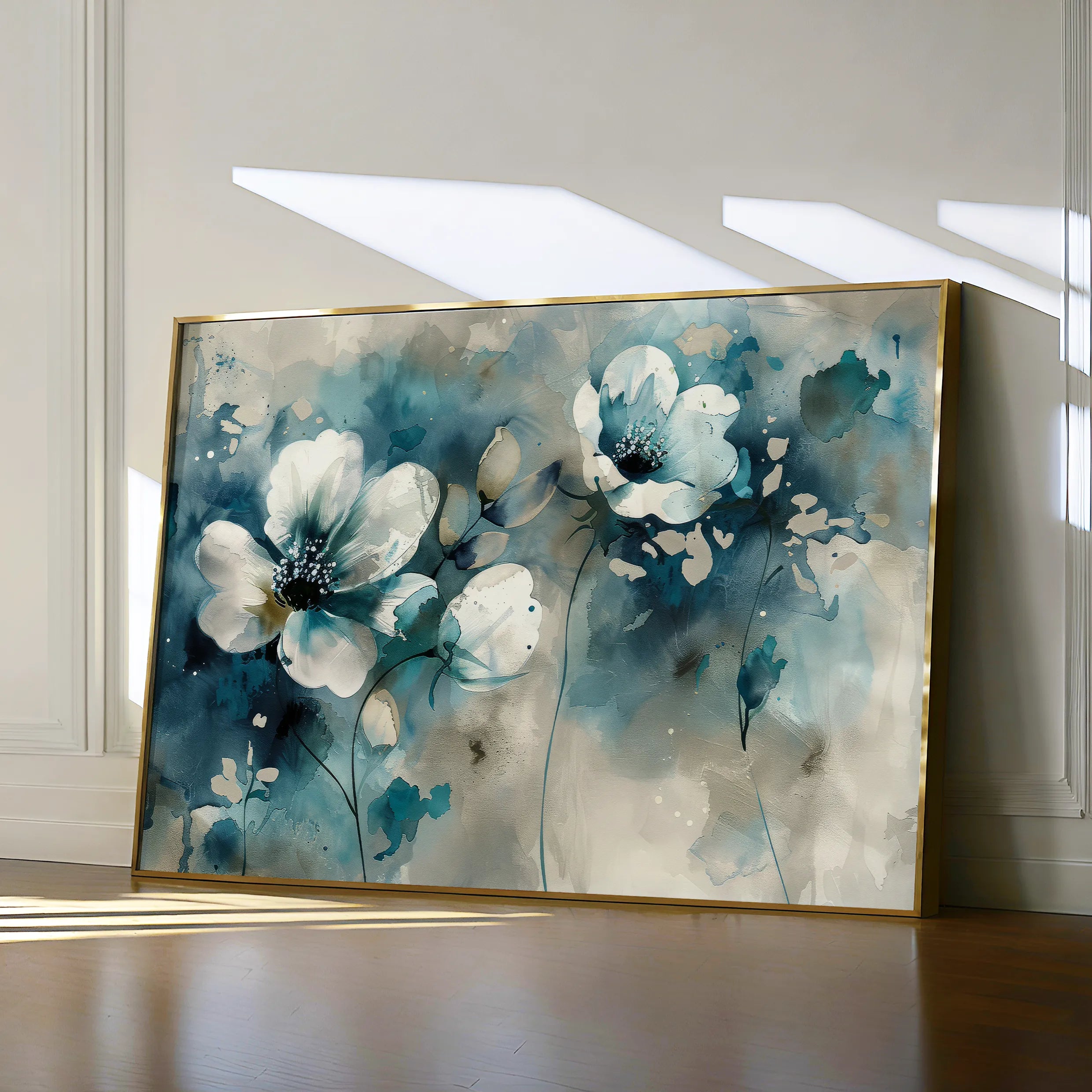 Floral 204 Canvas Art 18" x 24" / 45 x 60 cm / Black