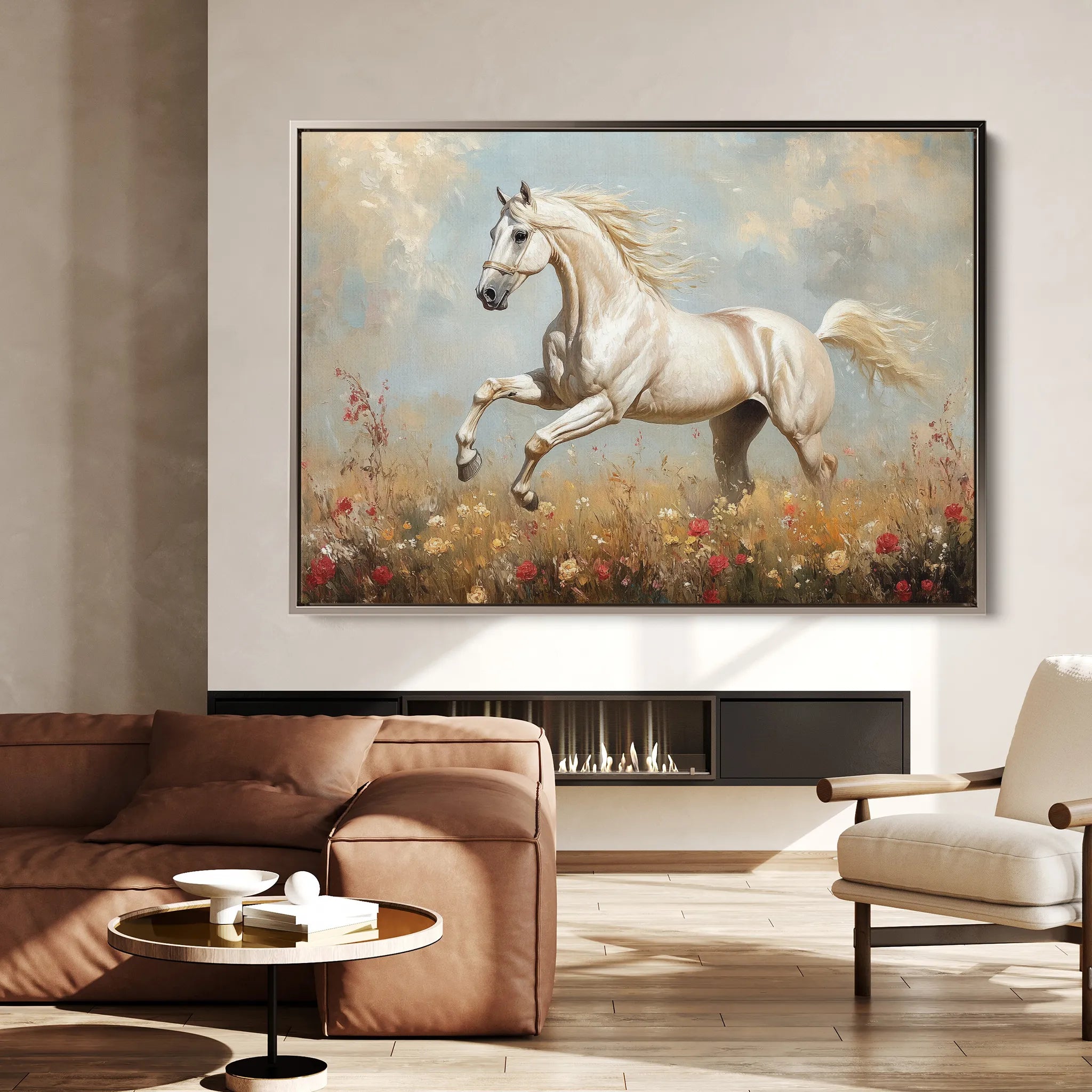 Horses 205 Canvas Art 18" x 24" / 45 x 60 cm / Black