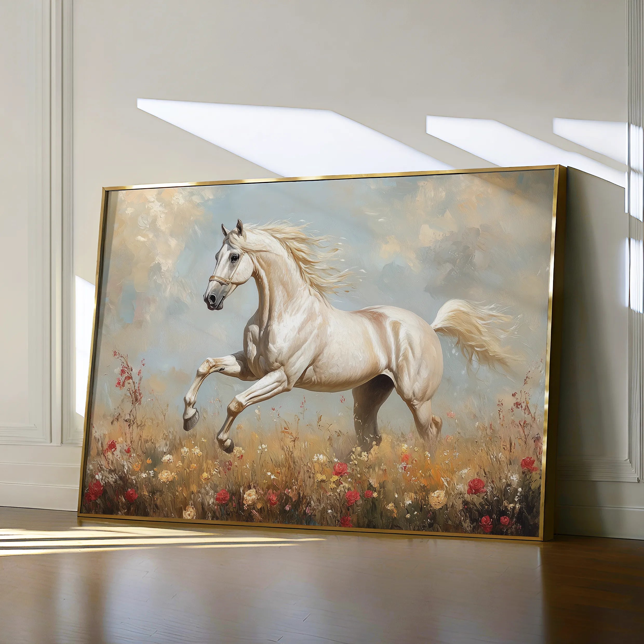 Horses 205 Canvas Art 18" x 24" / 45 x 60 cm / Black