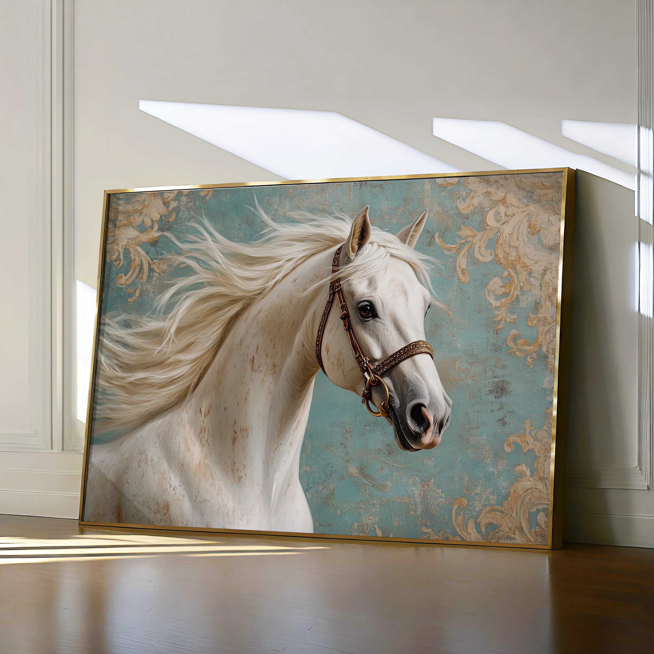 Horses 207 Canvas Art 18" x 24" / 45 x 60 cm / Black