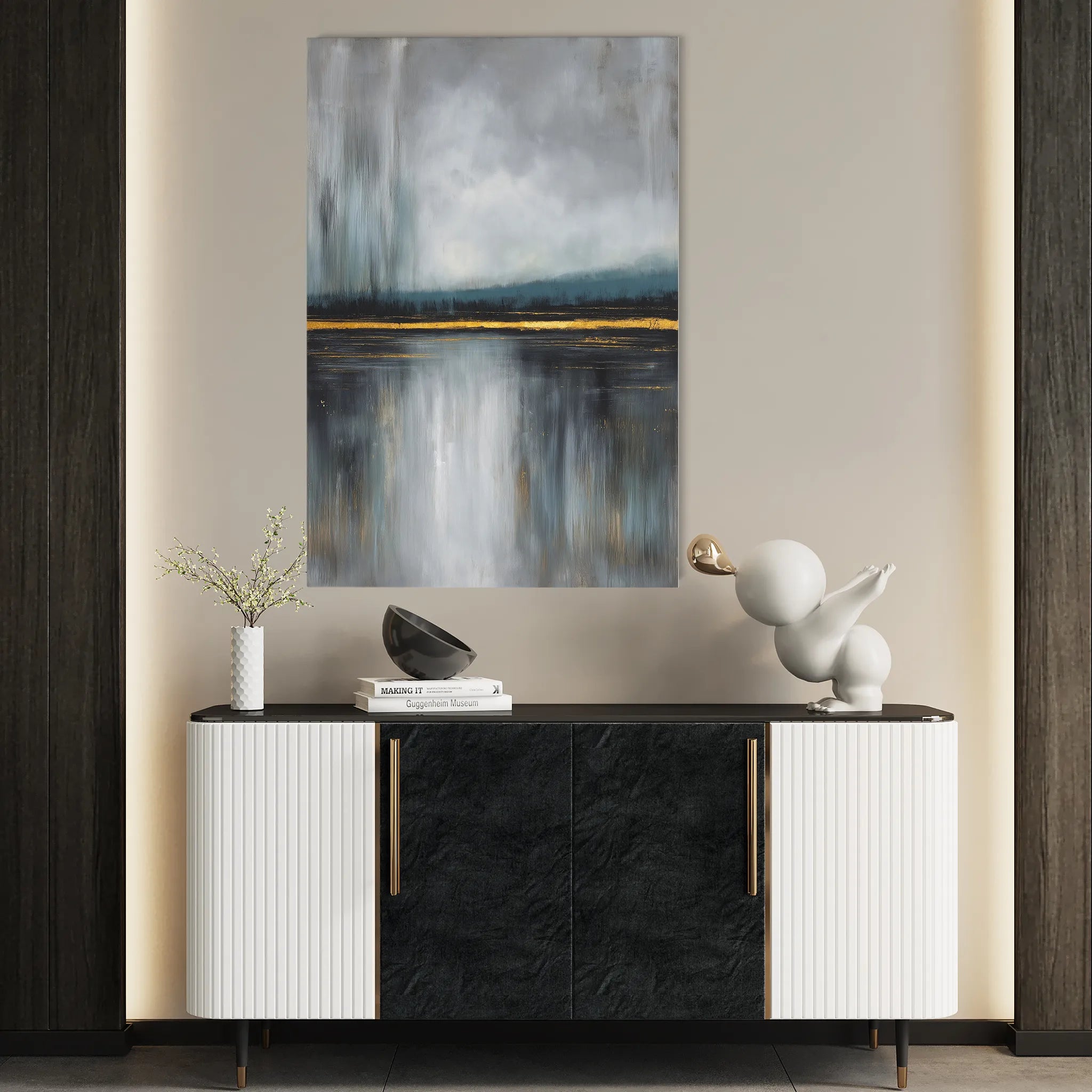 Abstract 2074 Canvas Art 18" x 24" / 45 x 60 cm / Black