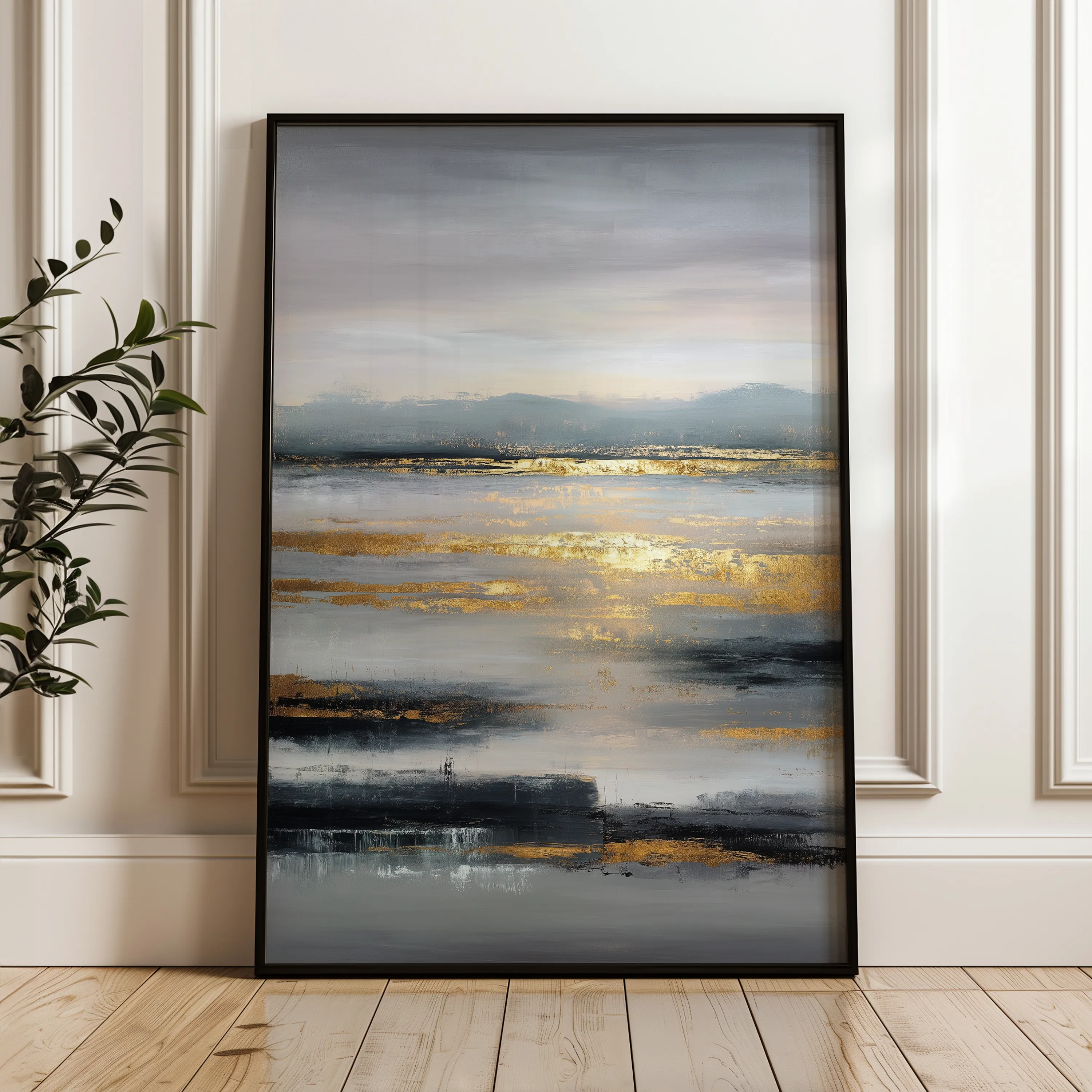Abstract 2075 Canvas Art 18" x 24" / 45 x 60 cm / Black
