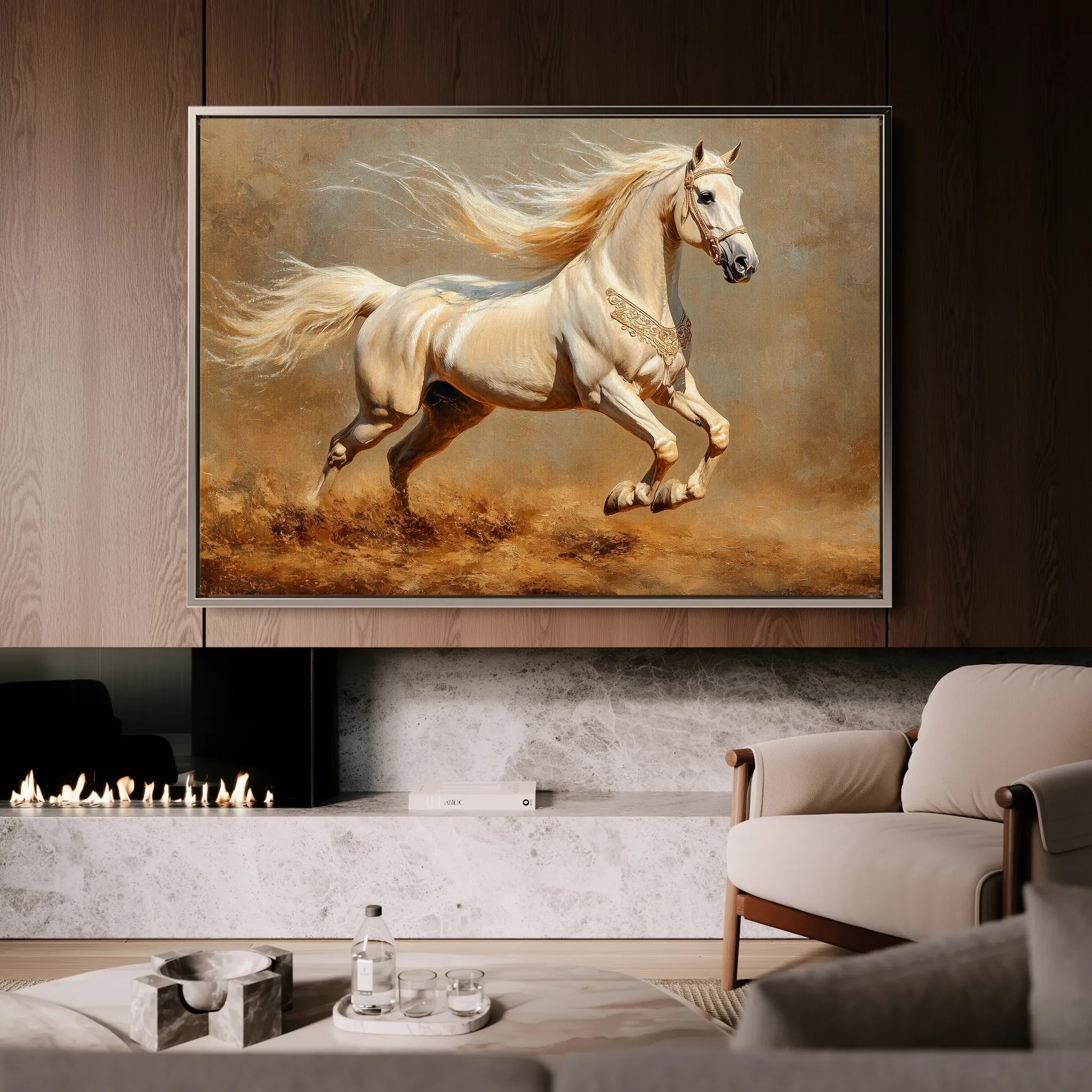 Horses 208 Canvas Art 18" x 24" / 45 x 60 cm / Black