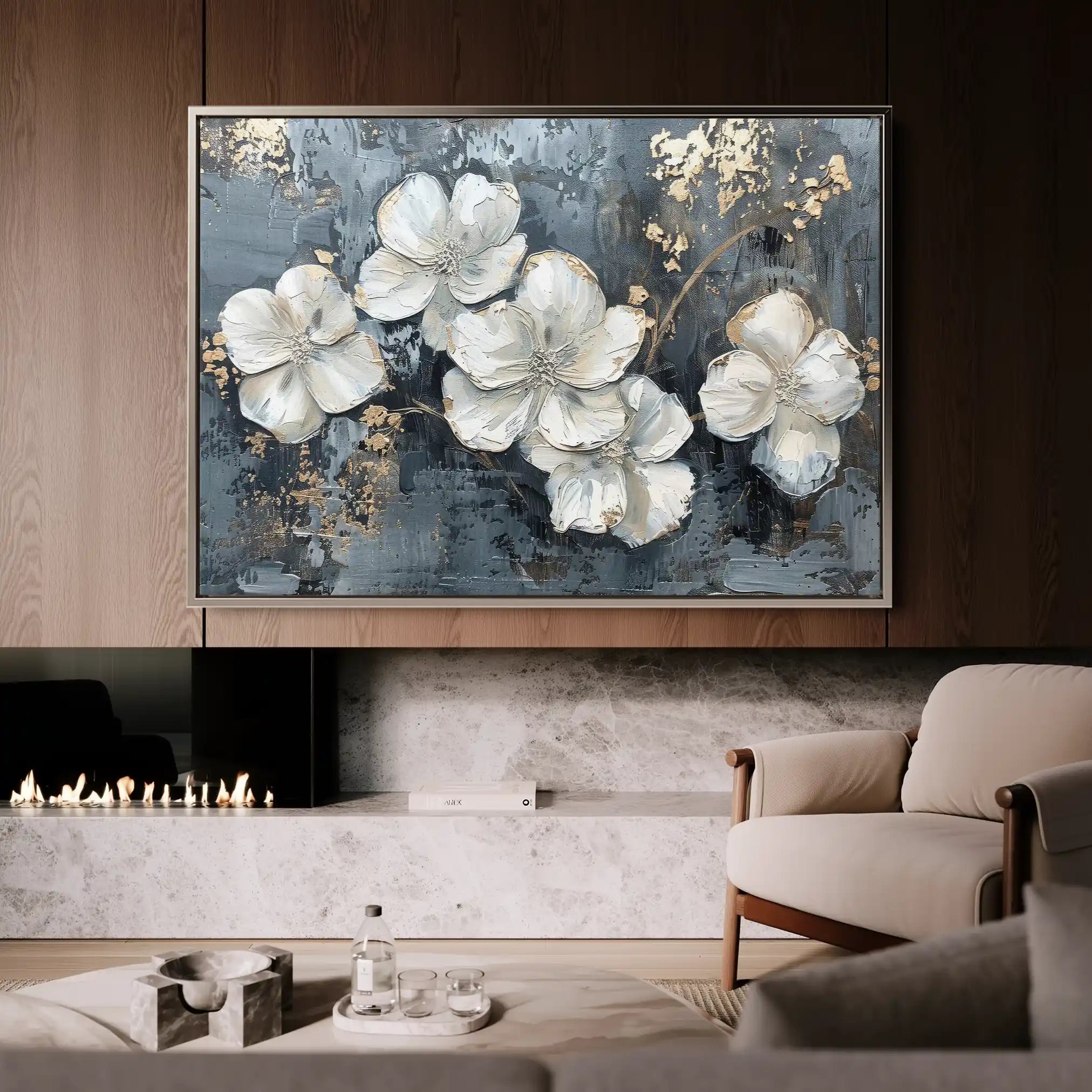 Floral 209 Canvas Art 60 x 40 cm / Black