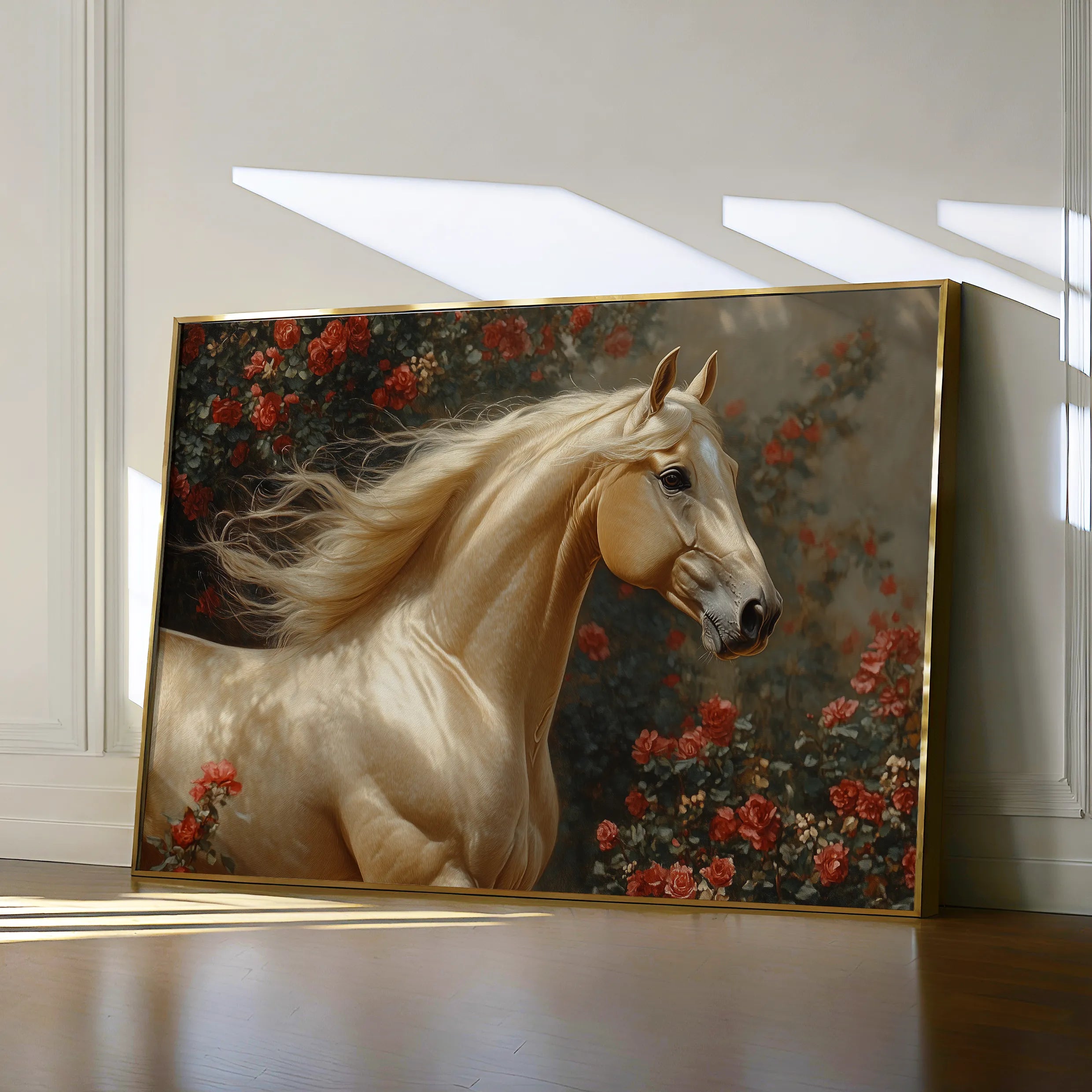 Horses 209 Canvas Art 18" x 24" / 45 x 60 cm / Black