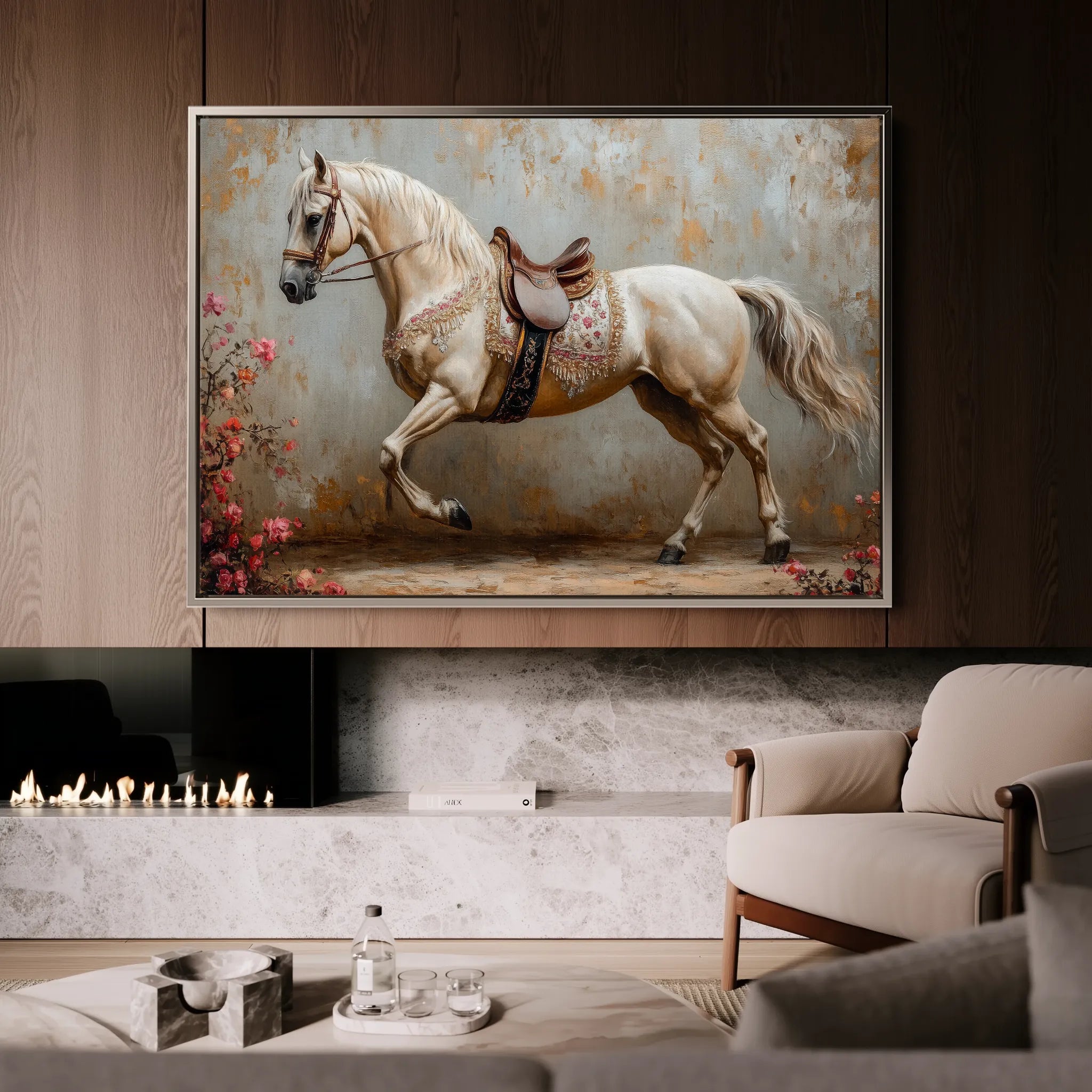 Horses 210 Canvas Art 18" x 24" / 45 x 60 cm / Black