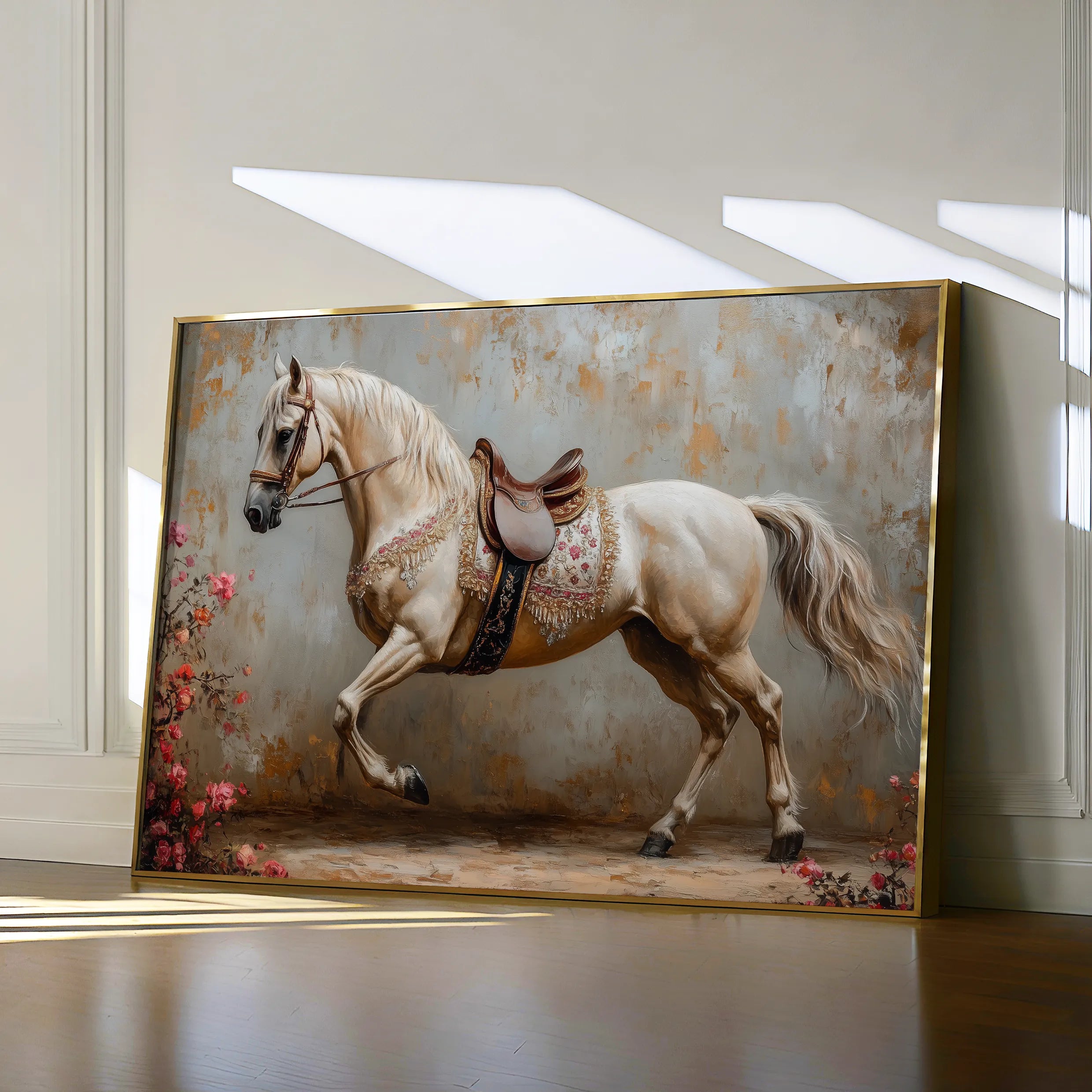 Horses 210 Canvas Art 18" x 24" / 45 x 60 cm / Black