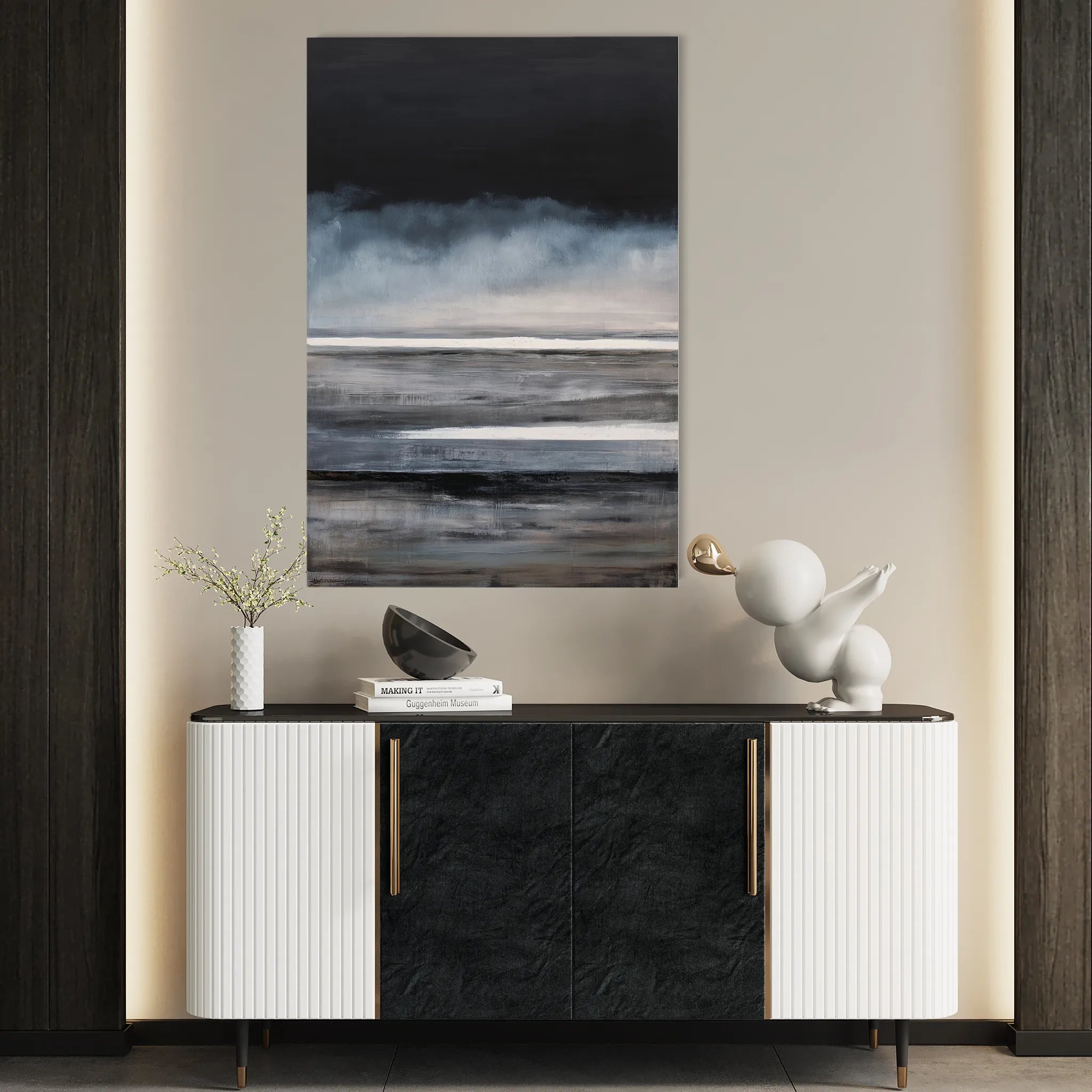 Abstract 2100 Canvas Art 18" x 24" / 45 x 60 cm / Black