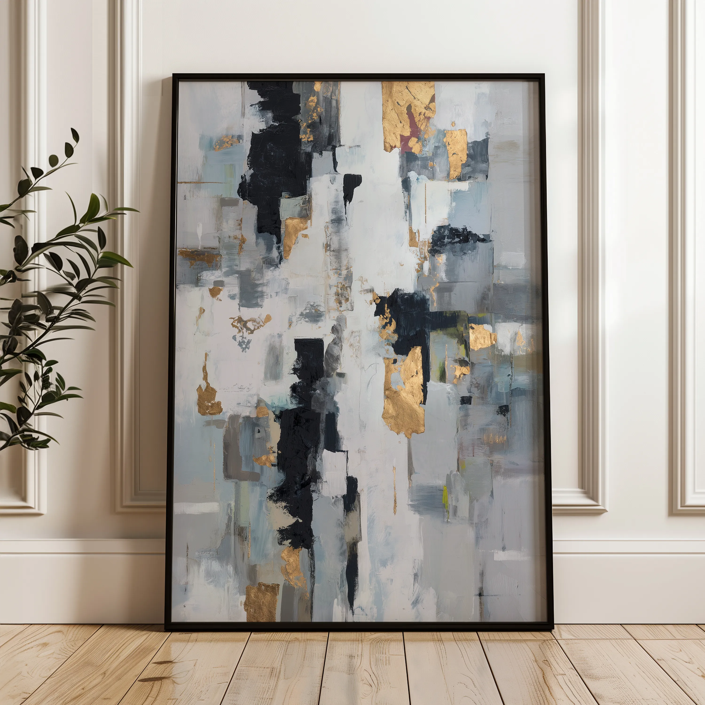 Abstract 2102 Canvas Art 18" x 24" / 45 x 60 cm / Black