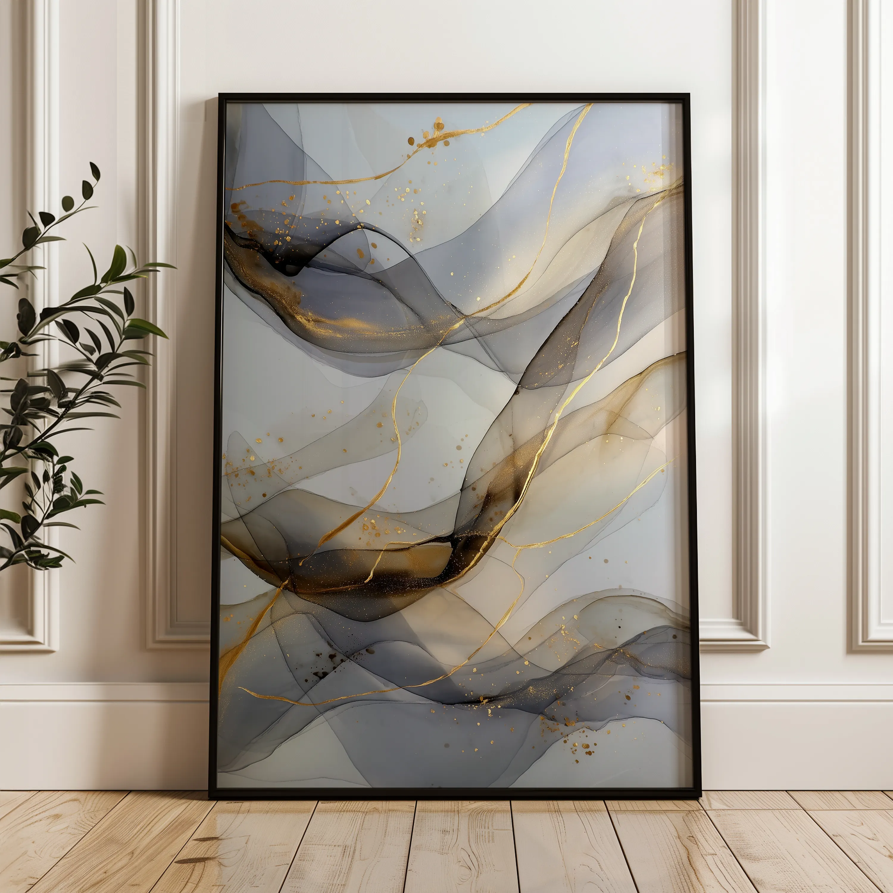 Abstract 2108 Canvas Art 18" x 24" / 45 x 60 cm / Black