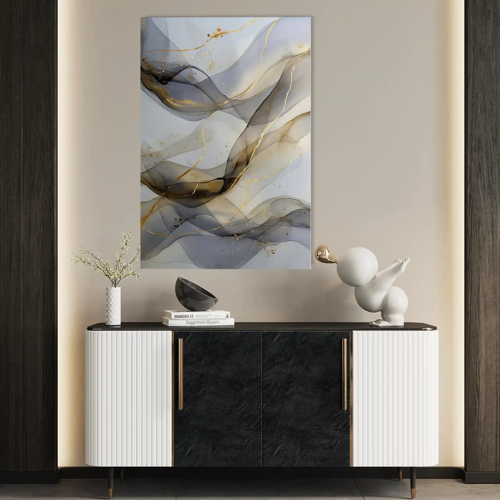 Abstract 2108 Canvas Art 18" x 24" / 45 x 60 cm / Black