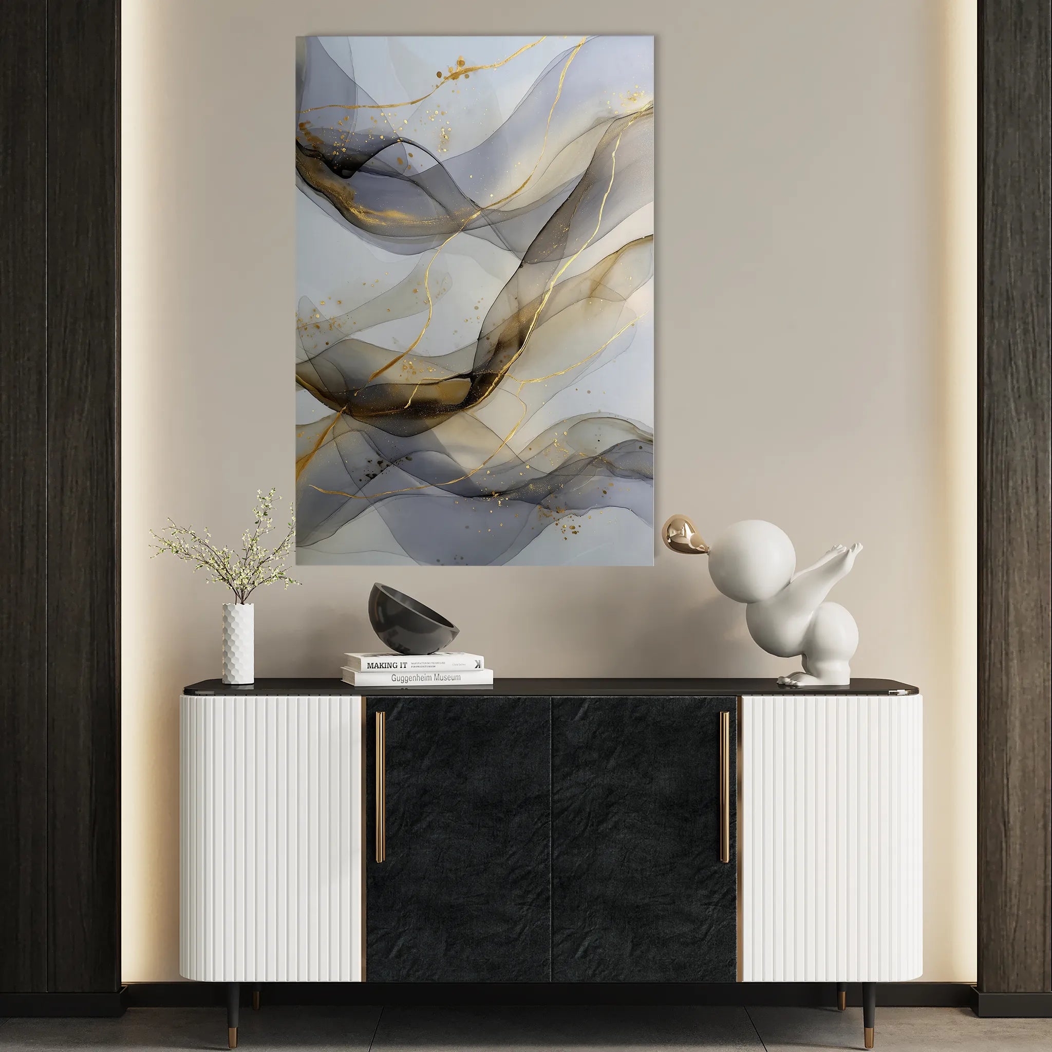 Abstract 2108 Canvas Art 18" x 24" / 45 x 60 cm / Black