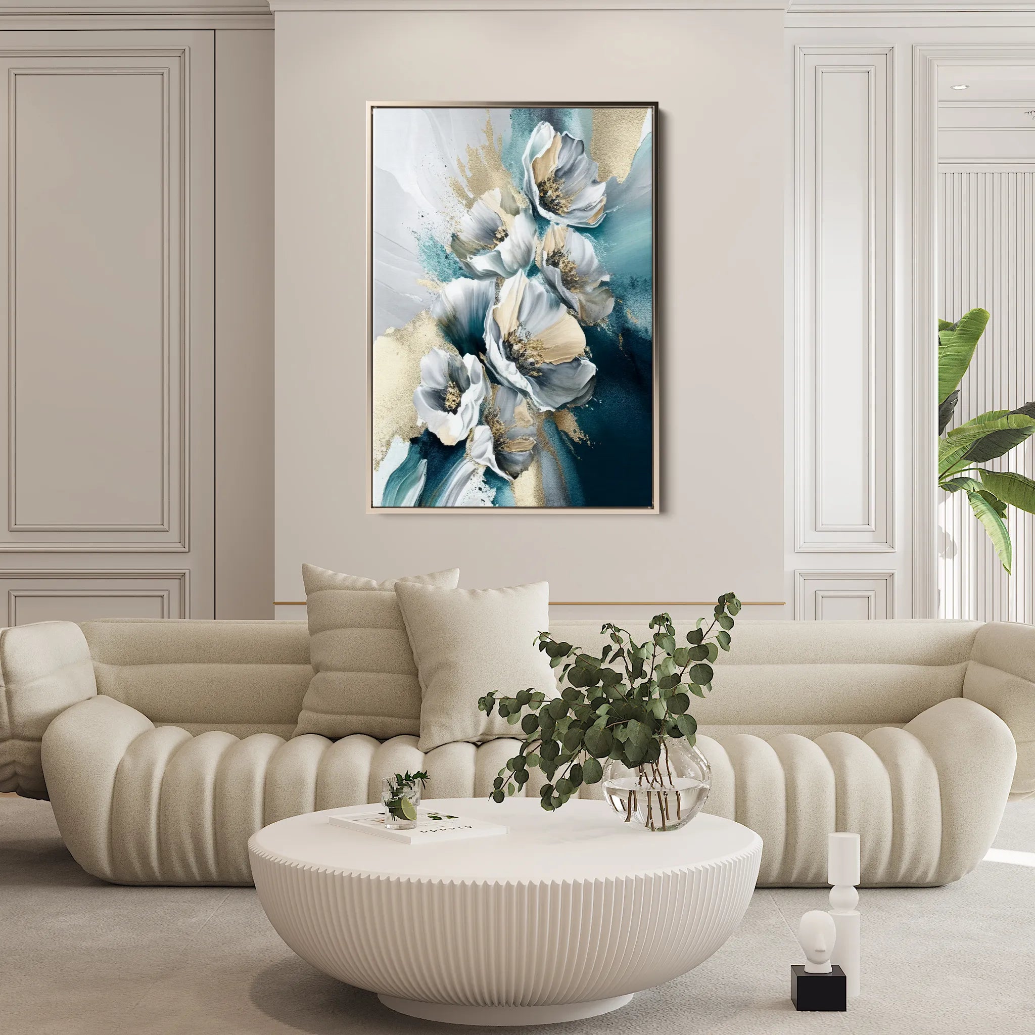 Floral 211 Canvas Art 18" x 24" / 45 x 60 cm / Black