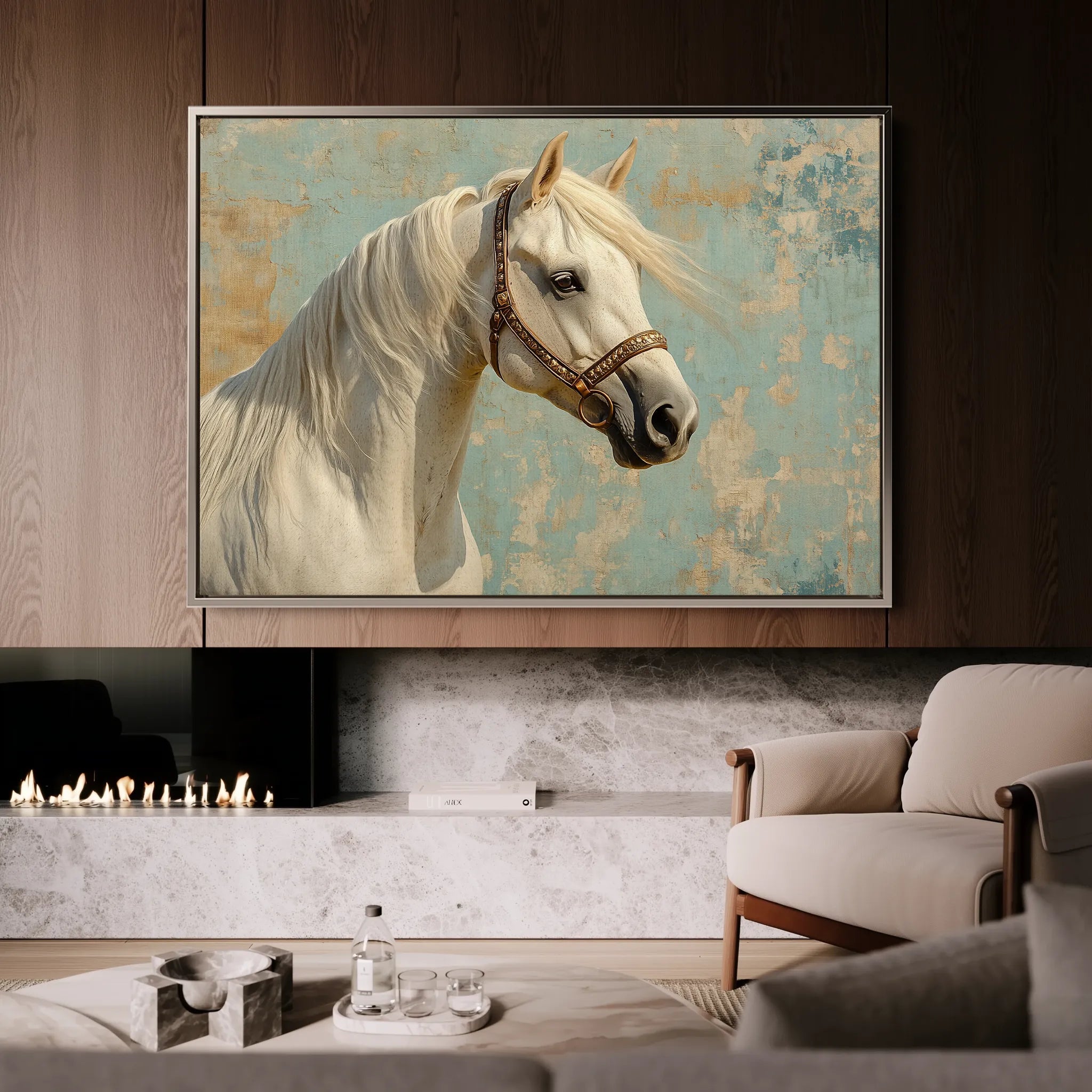 Horses 211 Canvas Art 18" x 24" / 45 x 60 cm / Black