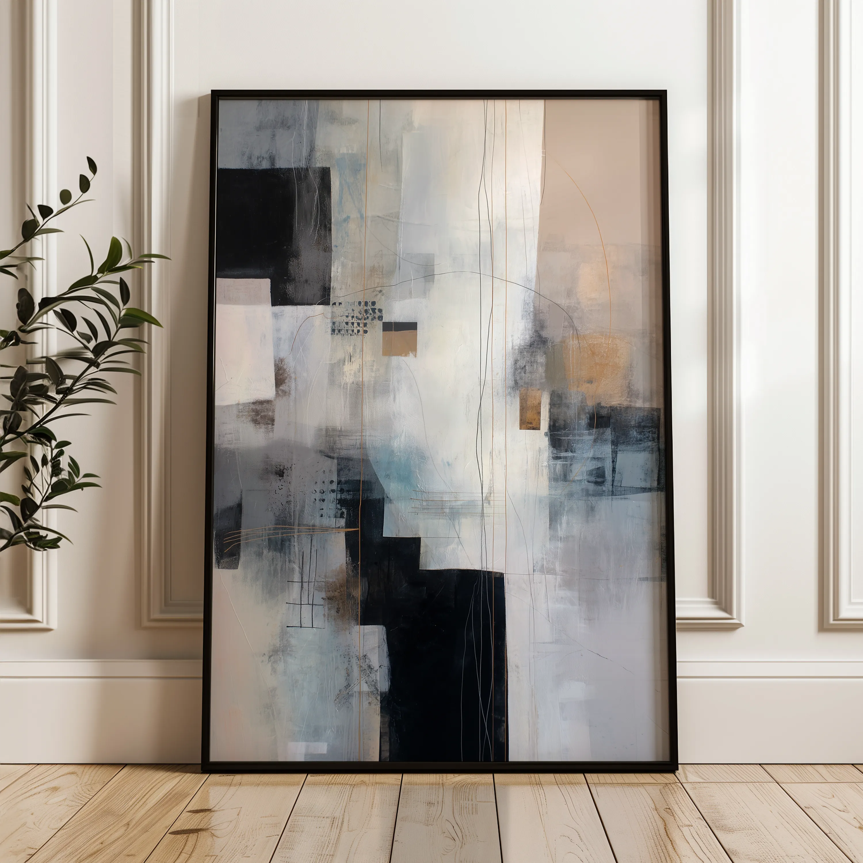 Abstract 2114 Canvas Art 18" x 24" / 45 x 60 cm / Black
