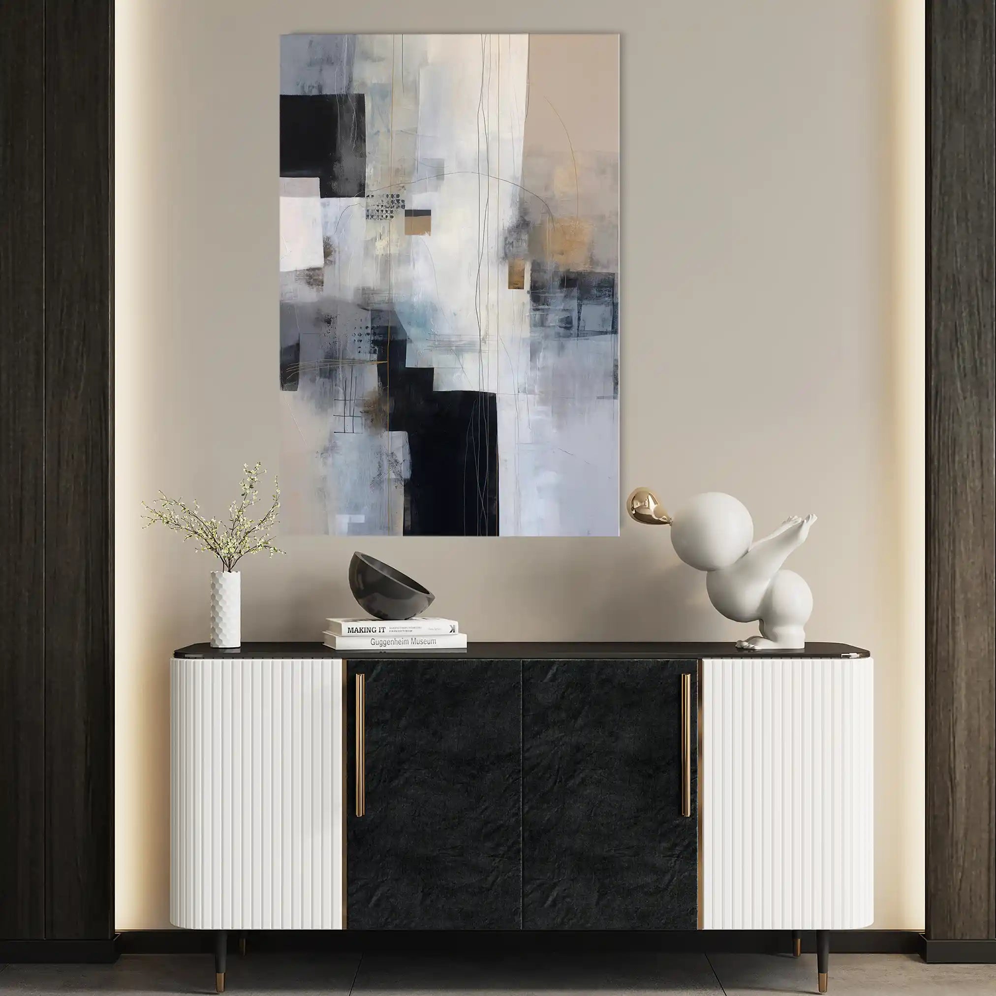 Abstract 2114 Canvas Art 18" x 24" / 45 x 60 cm / Black