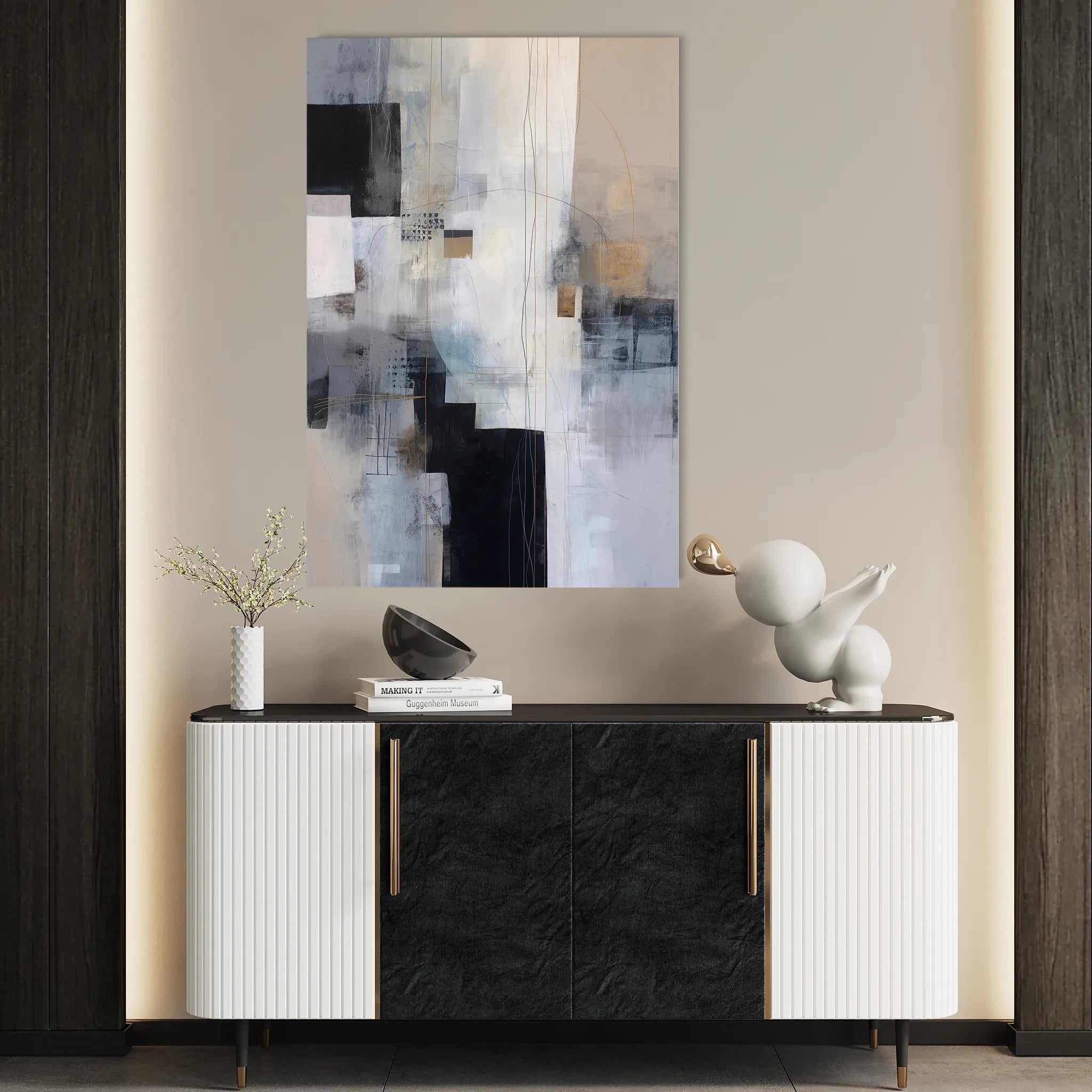 Abstract 2114 Canvas Art 18" x 24" / 45 x 60 cm / Black