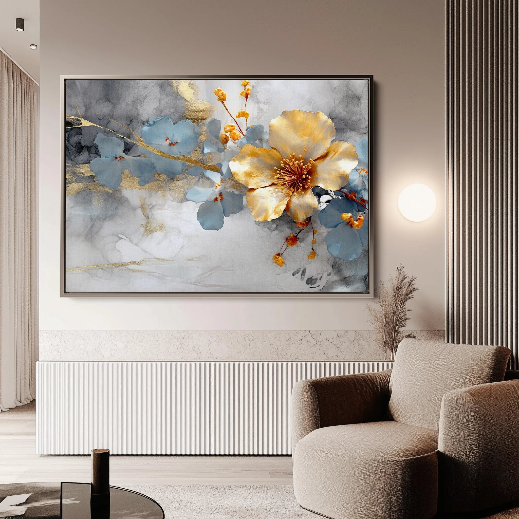 Floral 212 Canvas Art 18" x 24" / 45 x 60 cm / Black