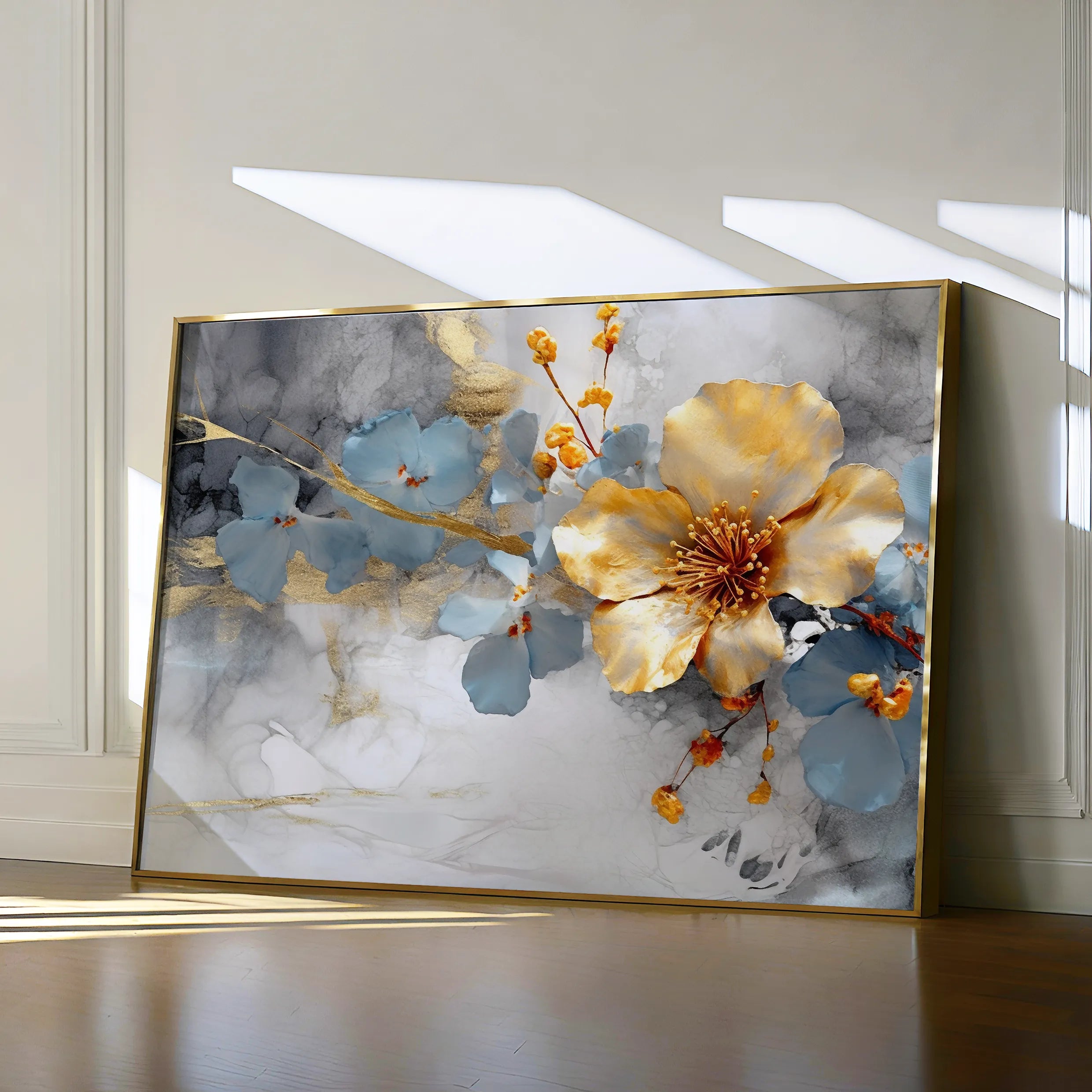 Floral 212 Canvas Art 18" x 24" / 45 x 60 cm / Black