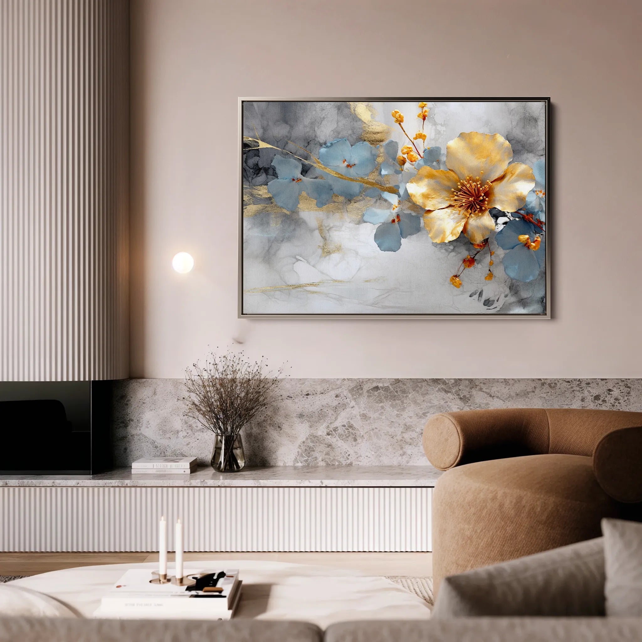 Floral 212 Canvas Art 18" x 24" / 45 x 60 cm / Black