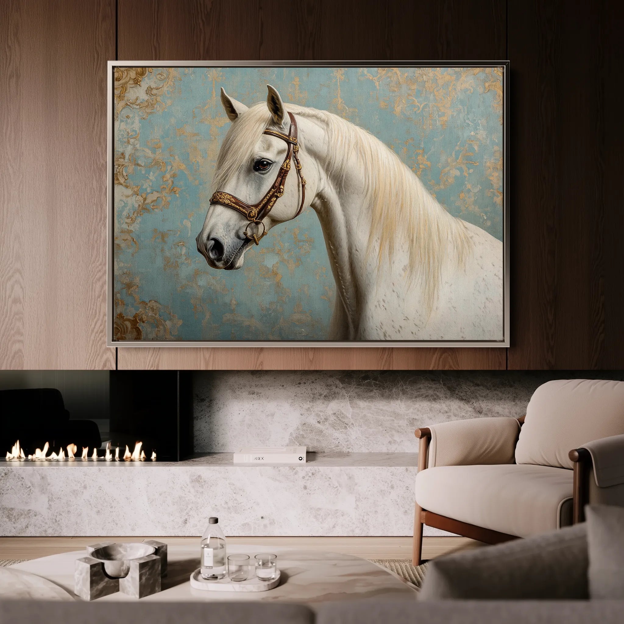 Horses 212 Canvas Art 18" x 24" / 45 x 60 cm / Black