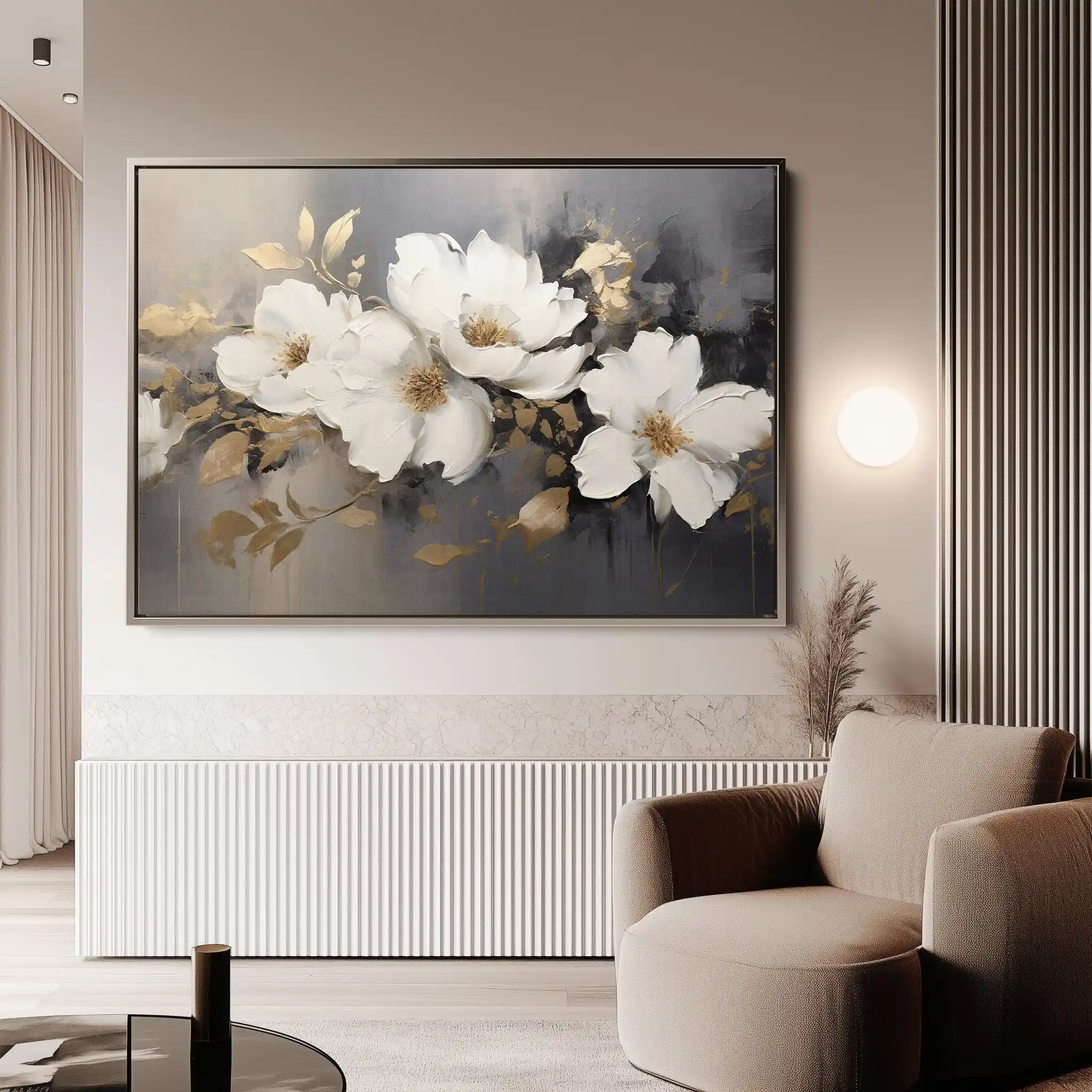 Floral 213 Canvas Art 60 x 40 cm / Black