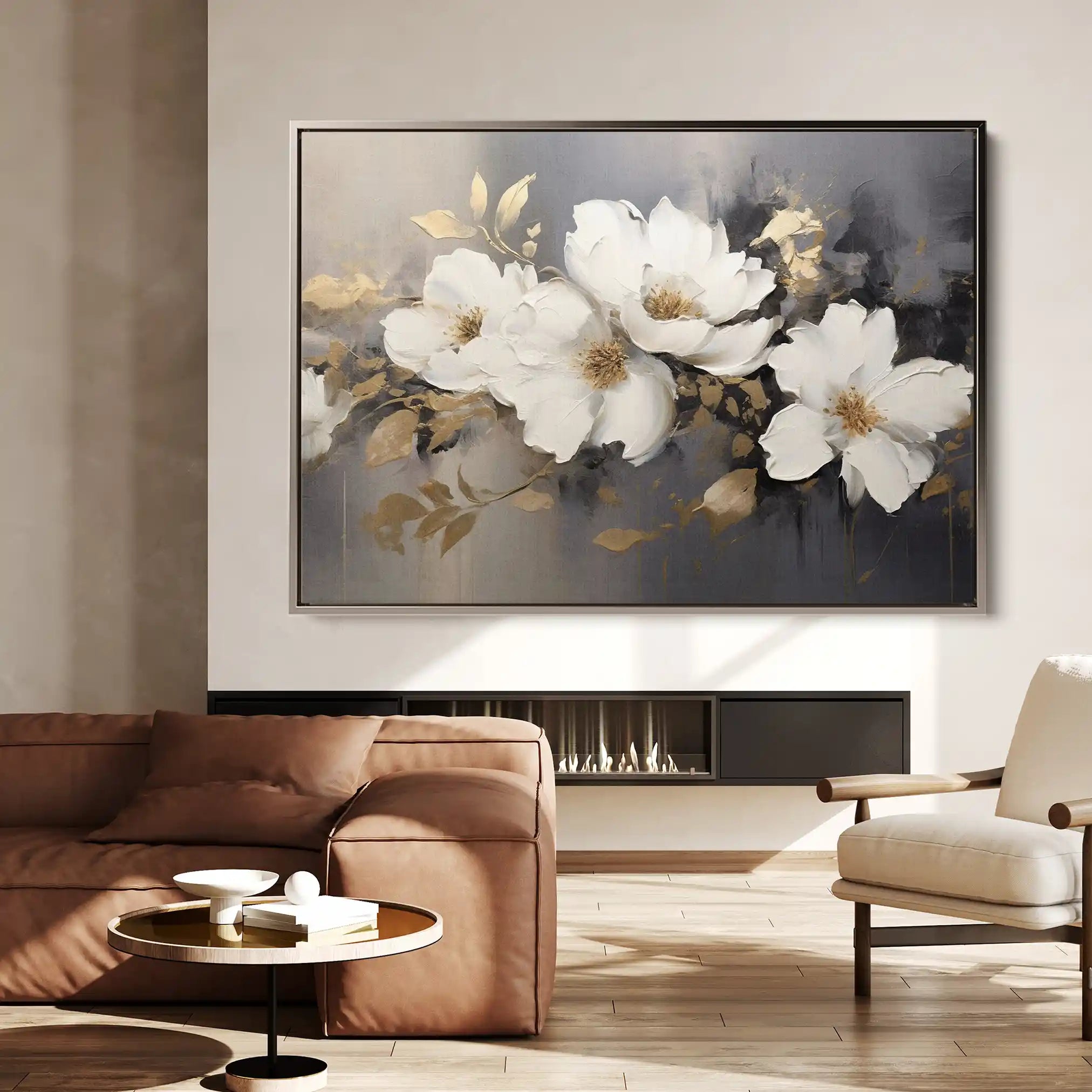 Floral 213 Canvas Art 60 x 40 cm / Black