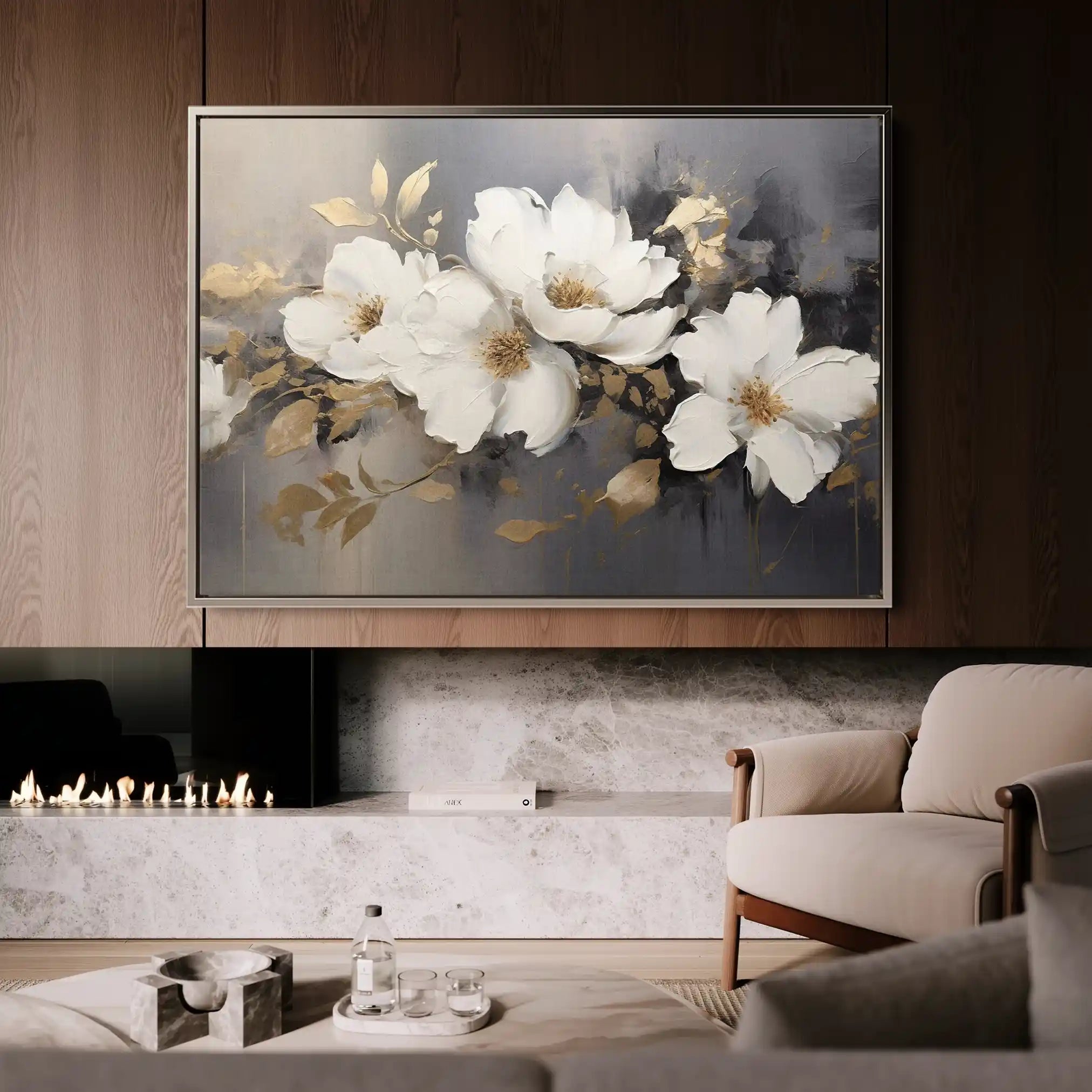 Floral 213 Canvas Art 60 x 40 cm / Black