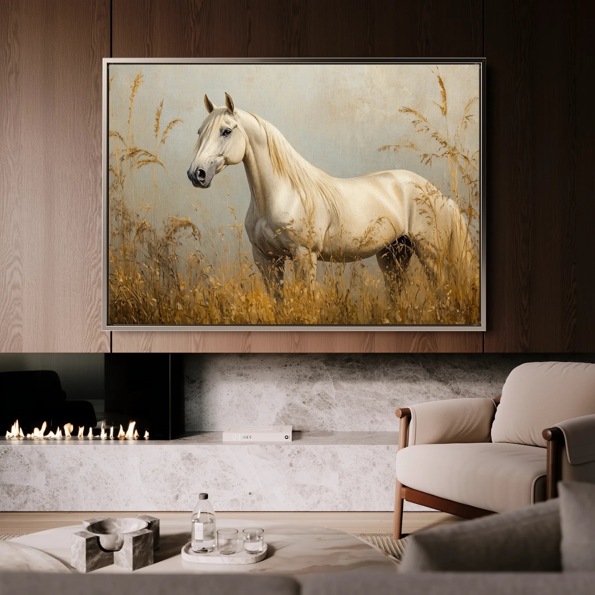 Horses 213 Canvas Art 18" x 24" / 45 x 60 cm / Black