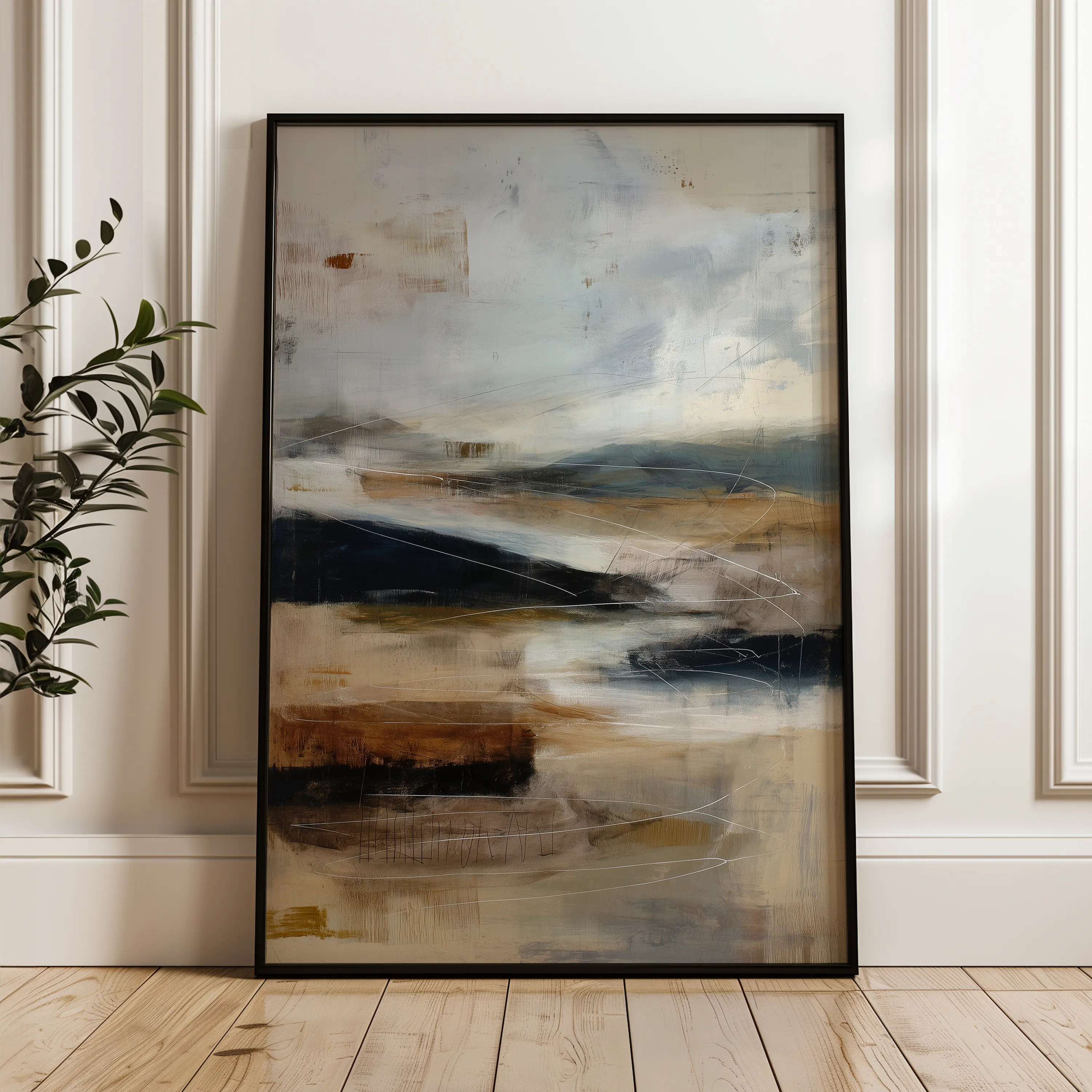 Abstract 2138 Canvas Art 18" x 24" / 45 x 60 cm / Black