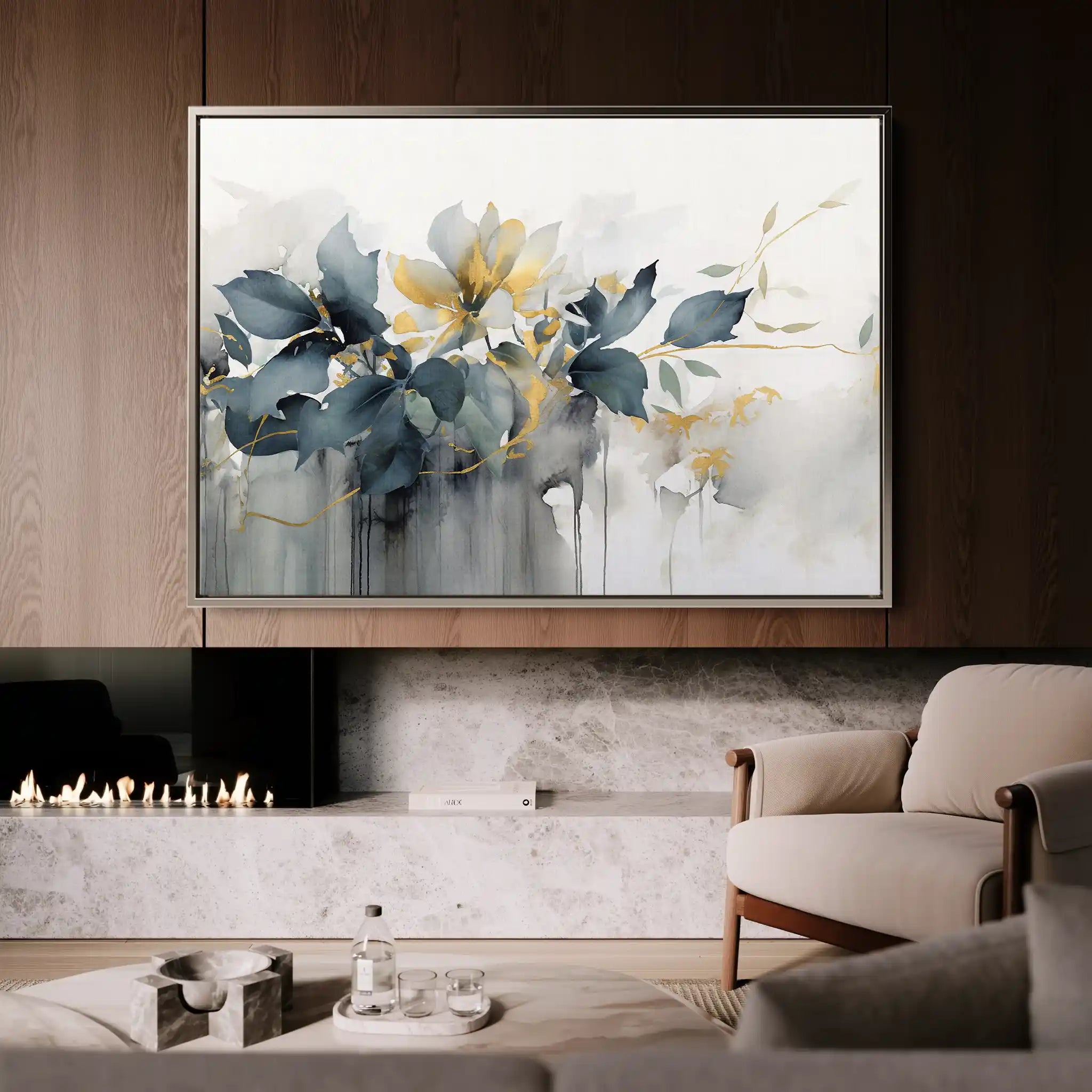Floral 214 Canvas Art 60 x 40 cm / Black