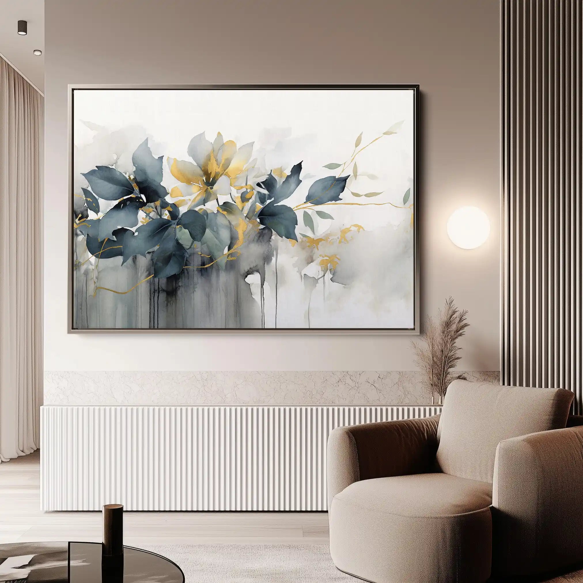 Floral 214 Canvas Art 60 x 40 cm / Black