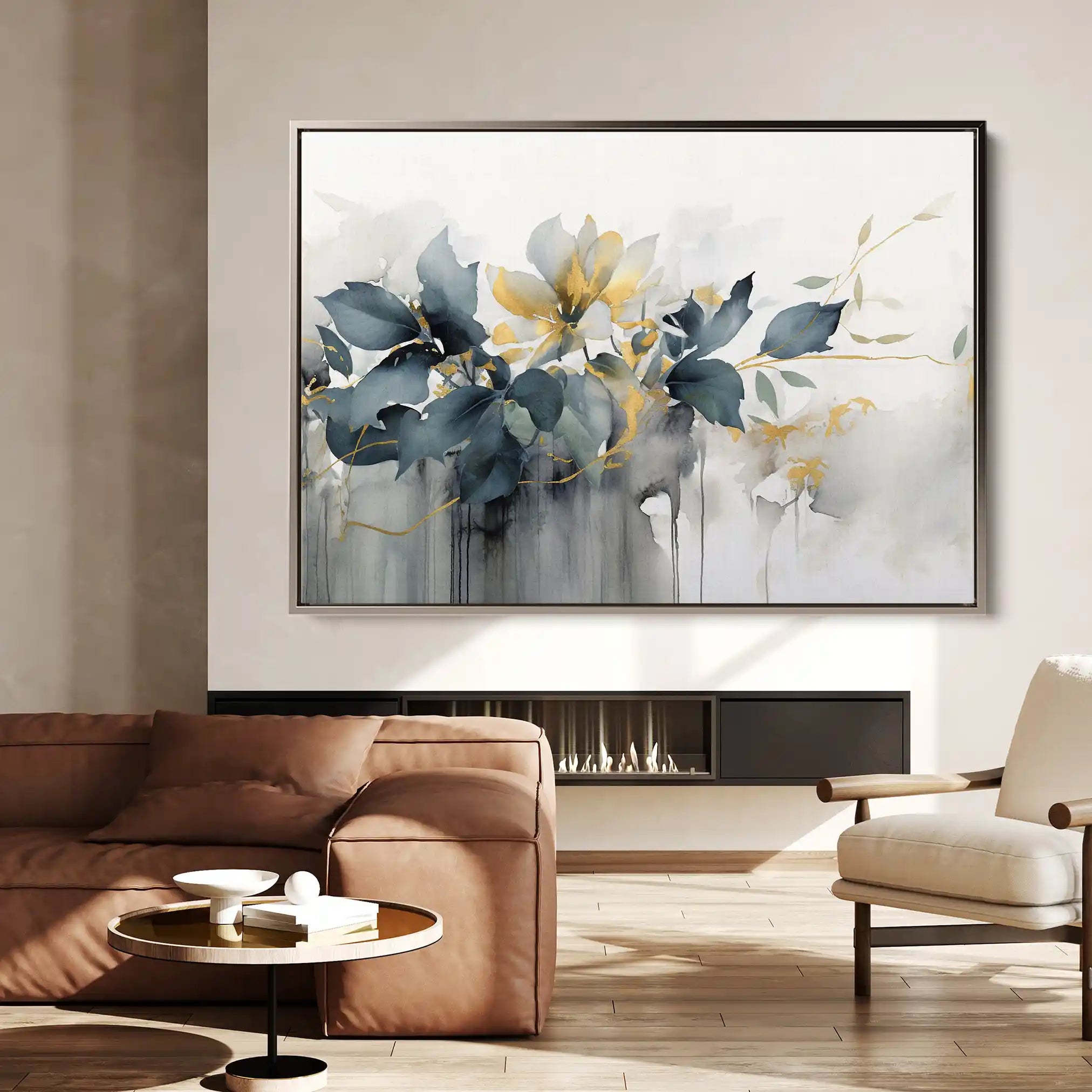 Floral 214 Canvas Art 60 x 40 cm / Black