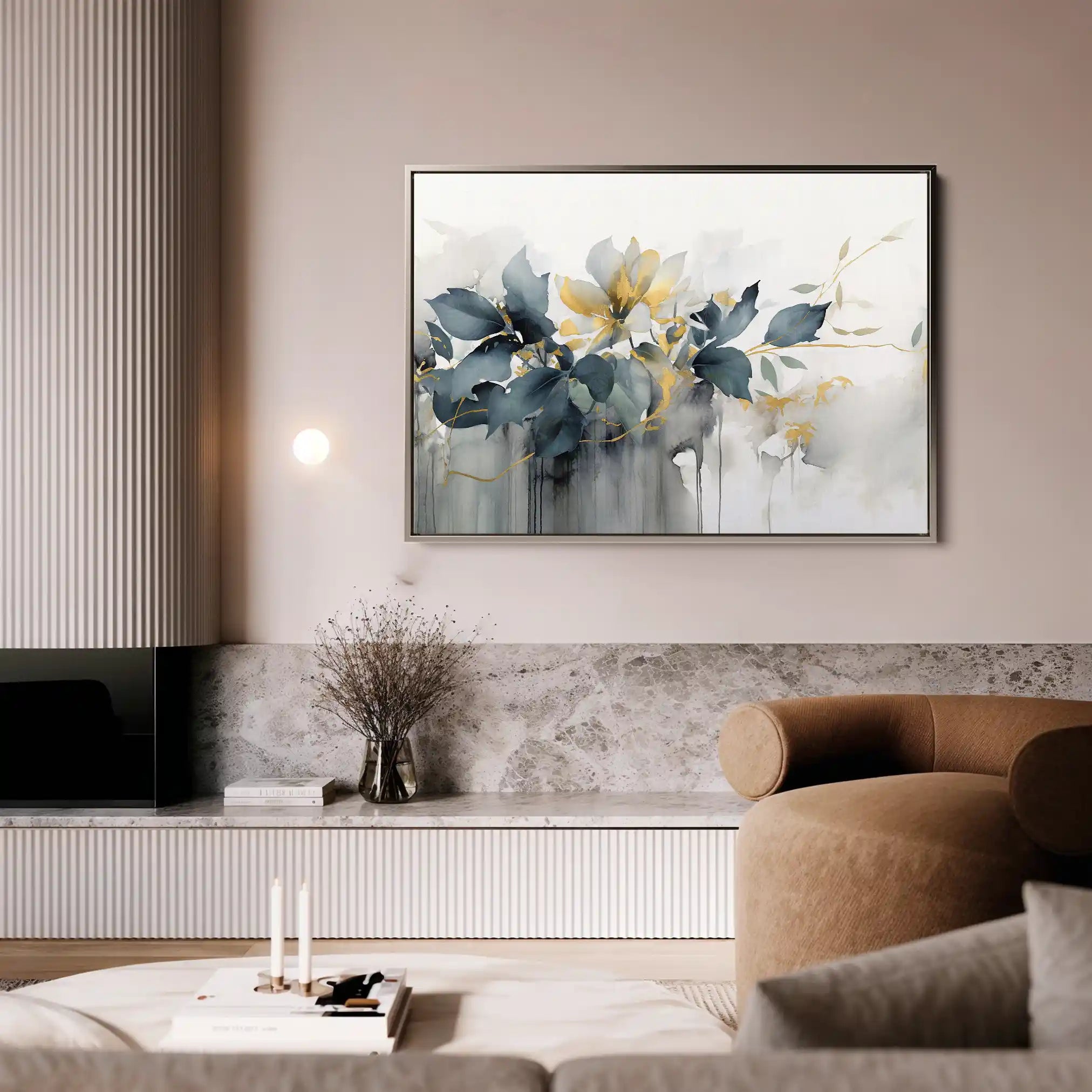 Floral 214 Canvas Art 60 x 40 cm / Black