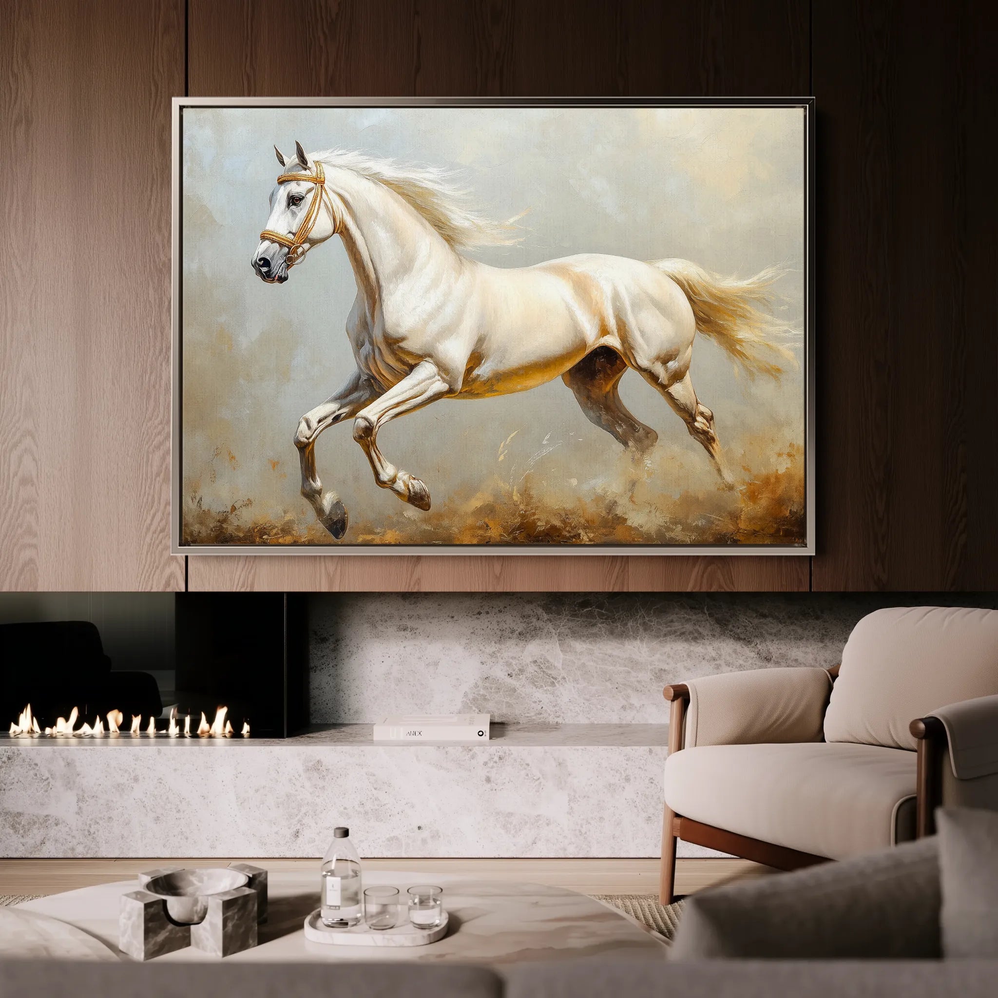 Horses 214 Canvas Art 18" x 24" / 45 x 60 cm / Black