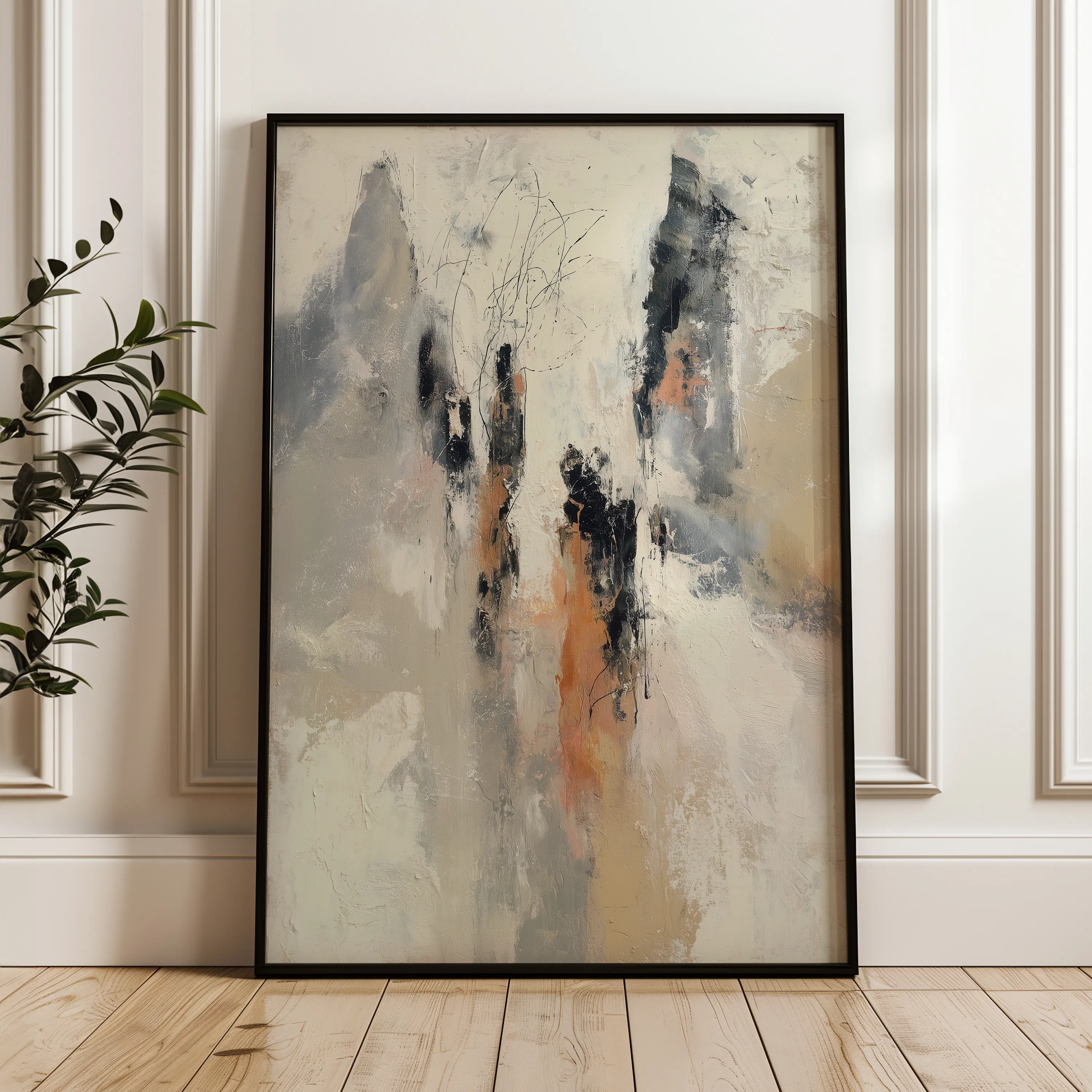 Abstract 2142 Canvas Art 18" x 24" / 45 x 60 cm / Black