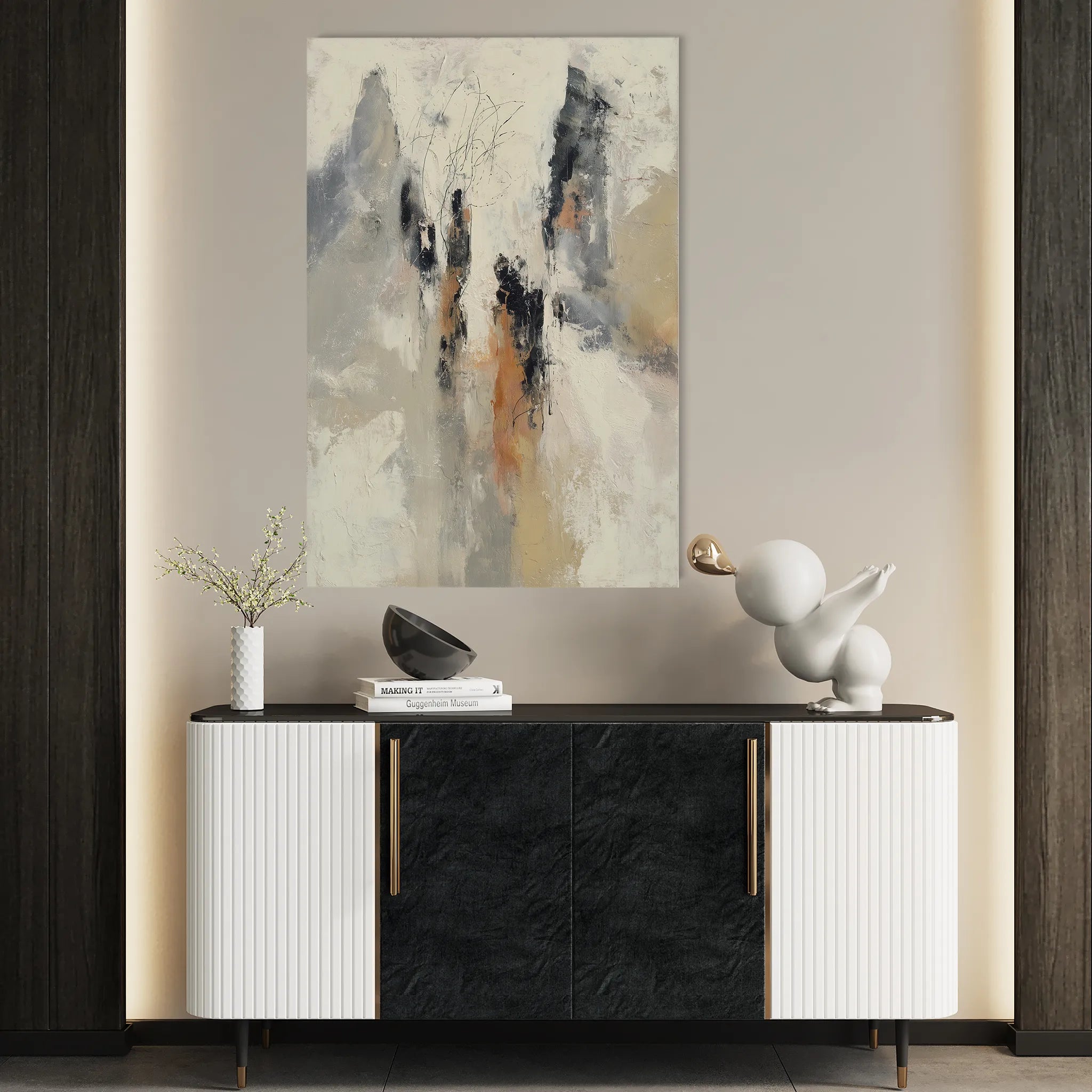 Abstract 2142 Canvas Art 18" x 24" / 45 x 60 cm / Black