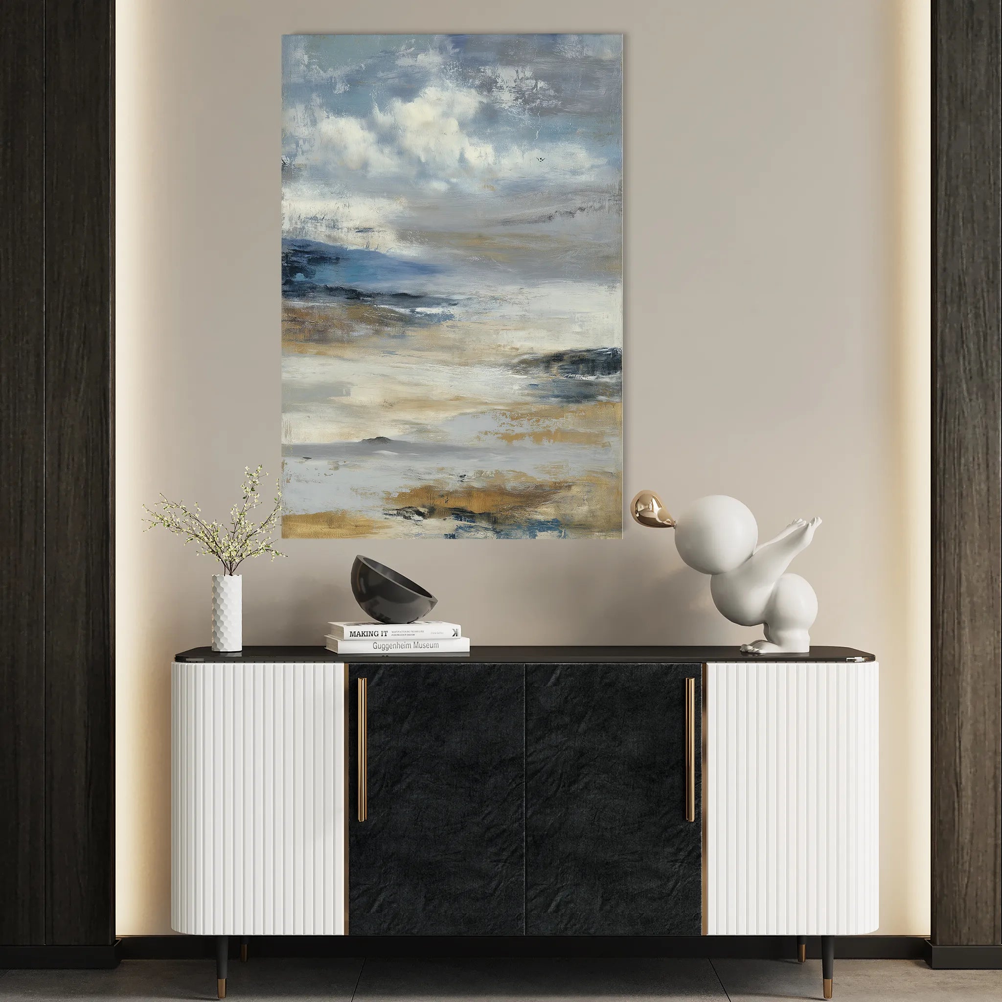 Abstract 2145 Canvas Art 18" x 24" / 45 x 60 cm / Black