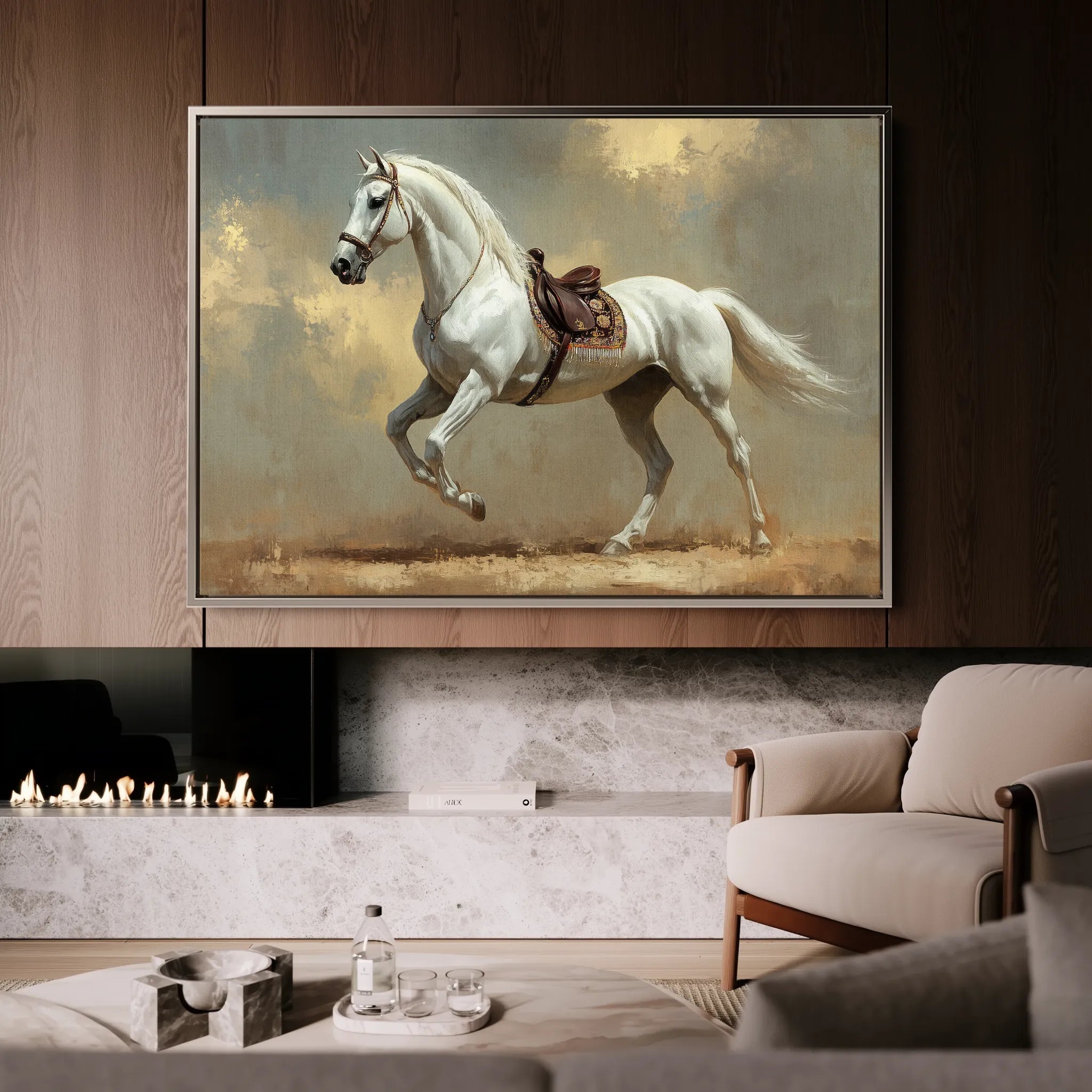 Horses 215 Canvas Art 18" x 24" / 45 x 60 cm / Black