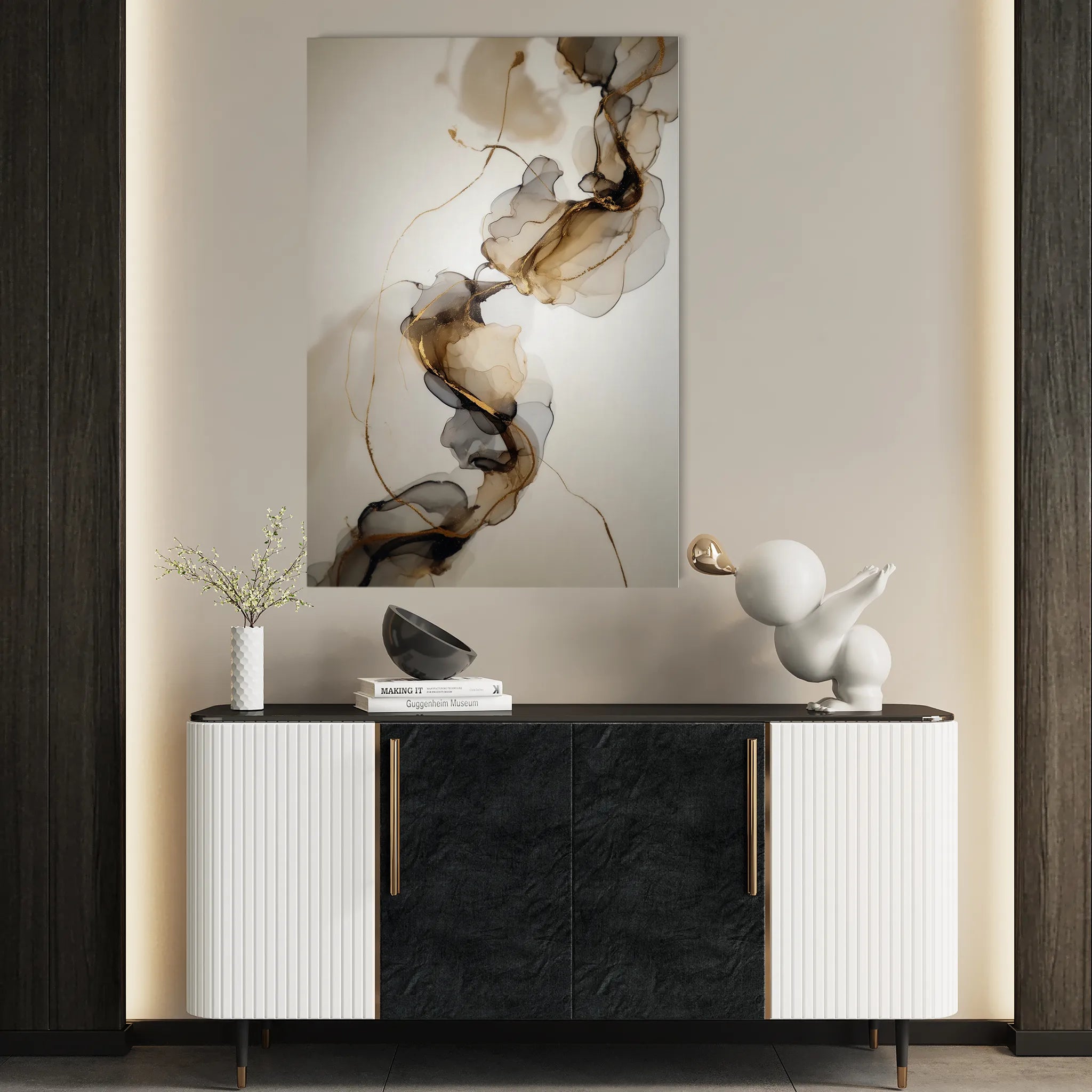 Abstract 2153 Canvas Art 18" x 24" / 45 x 60 cm / Black