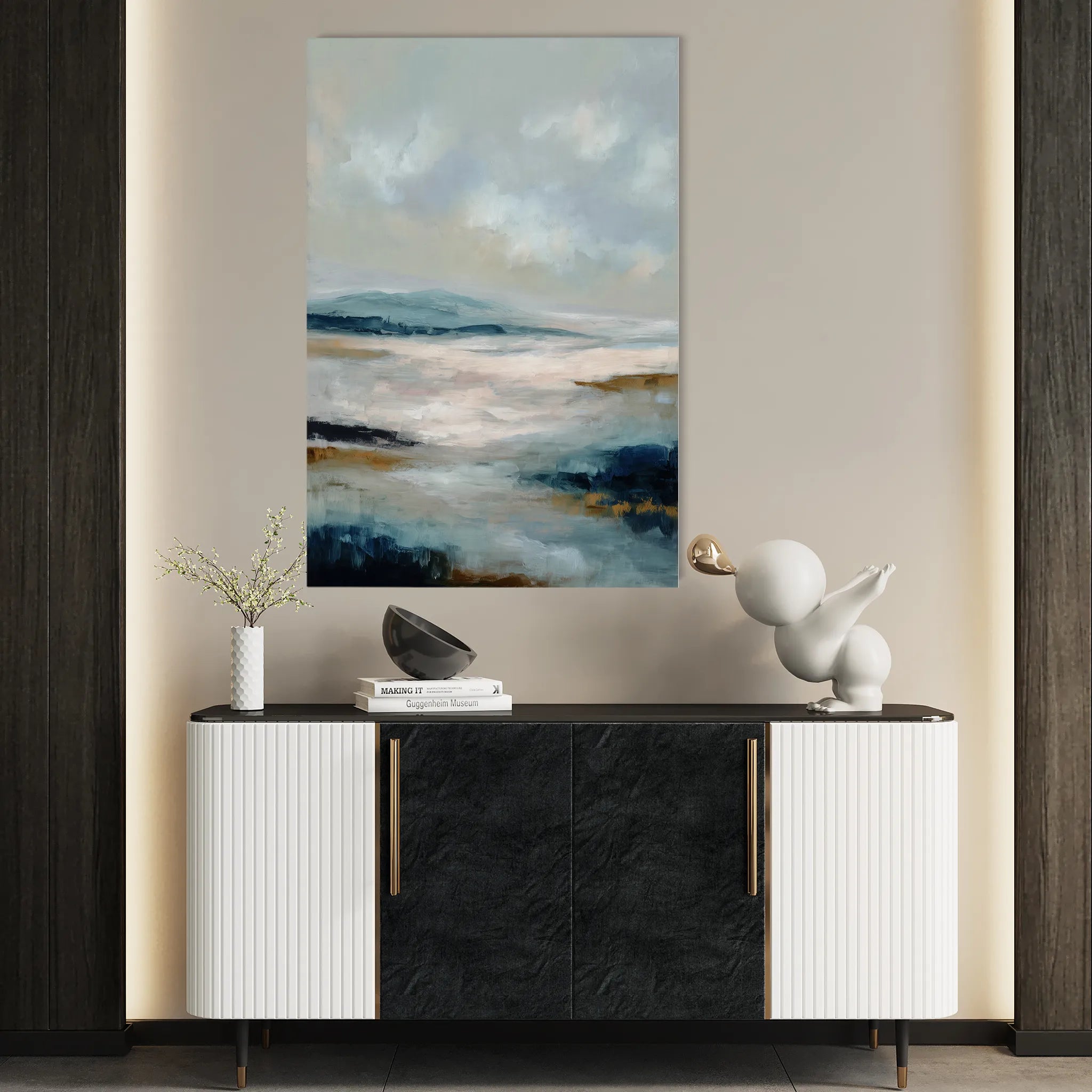 Abstract 2155 Canvas Art 18" x 24" / 45 x 60 cm / Black