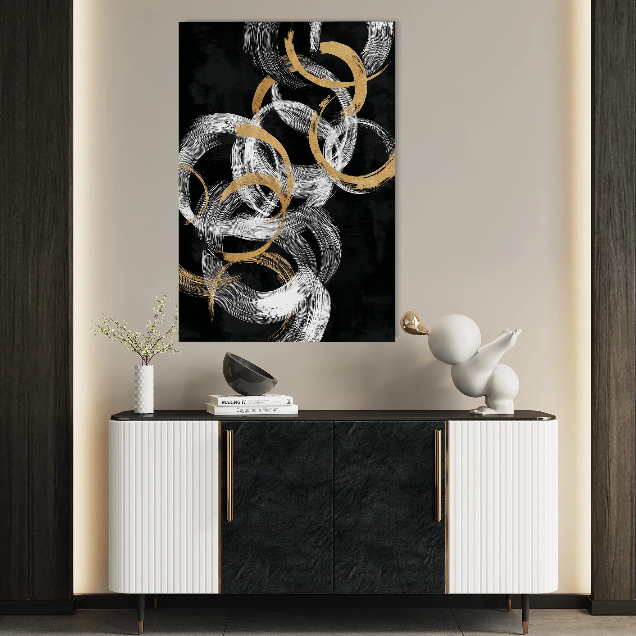 Abstract 2166 Canvas Art 18" x 24" / 45 x 60 cm / Black