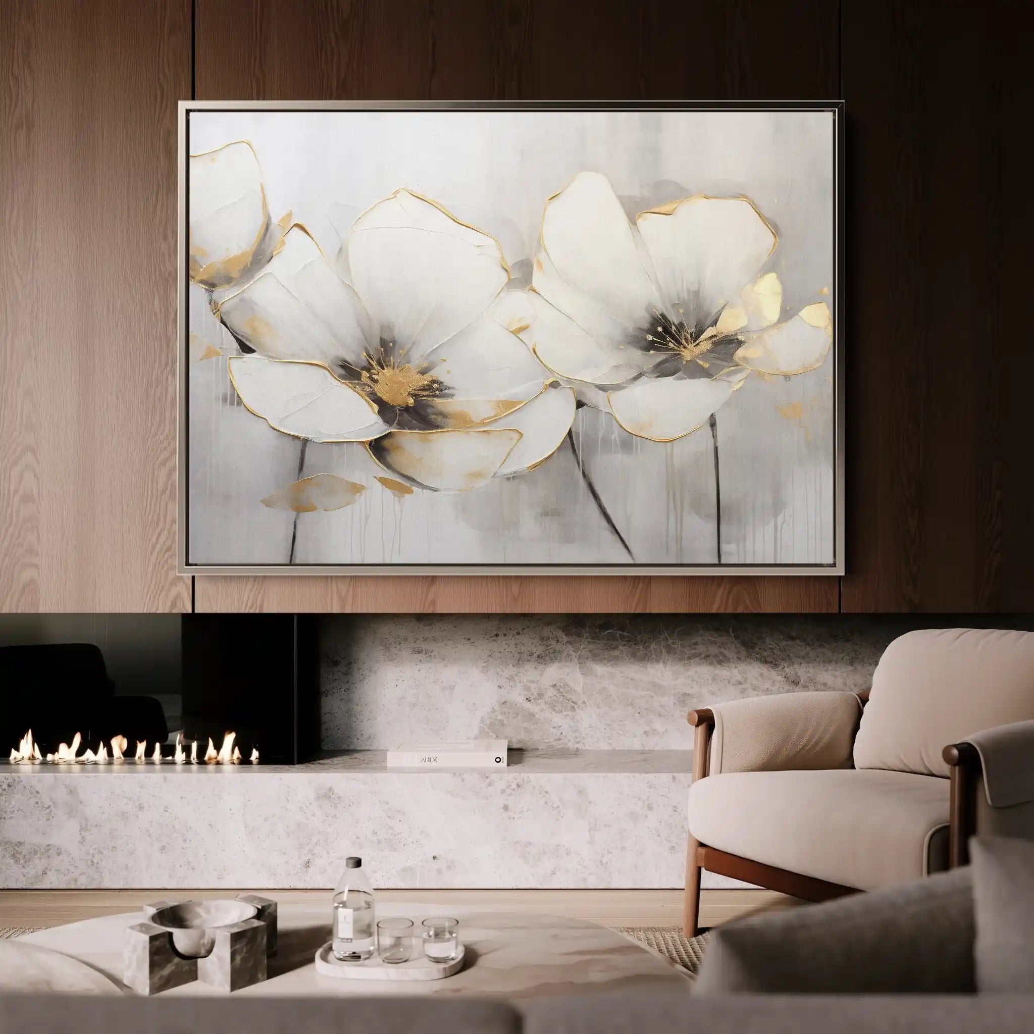 Floral 217 Canvas Art 60 x 40 cm / Black