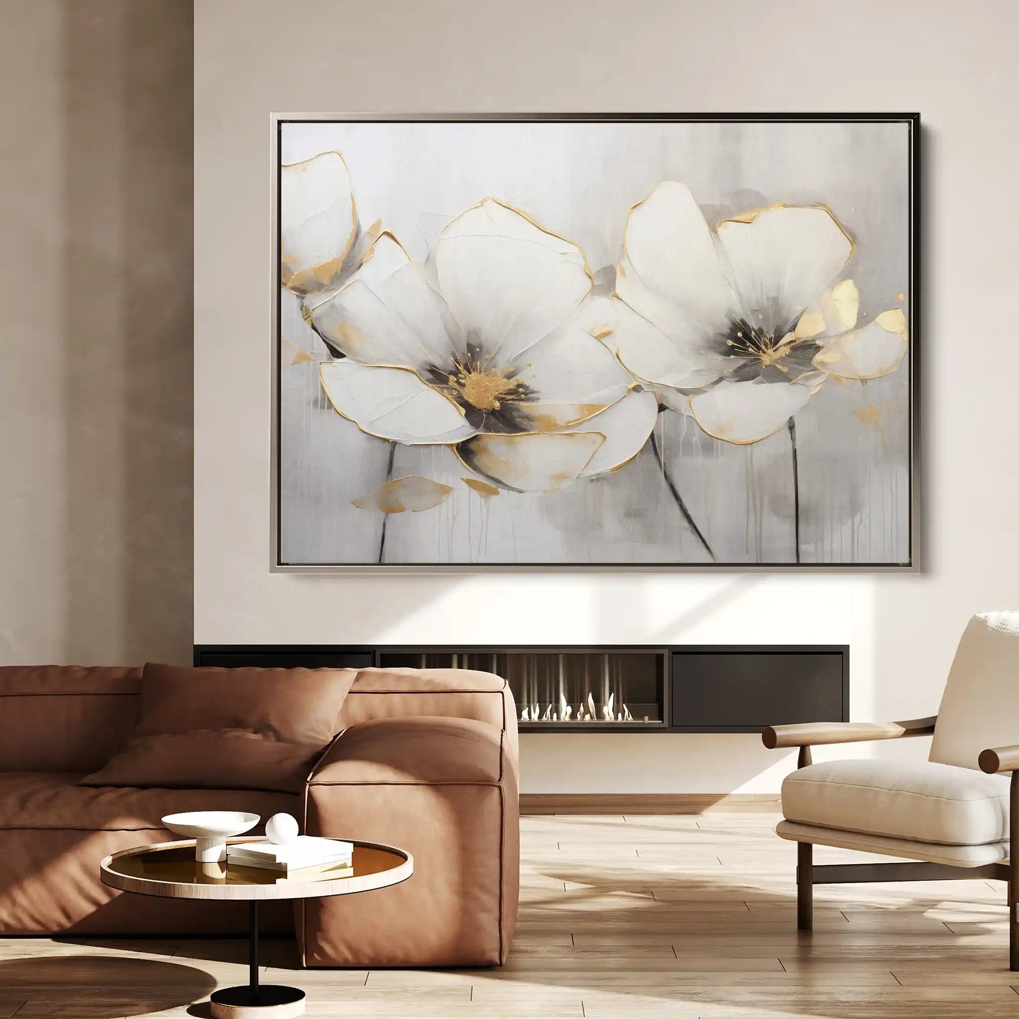 Floral 217 Canvas Art 60 x 40 cm / Black
