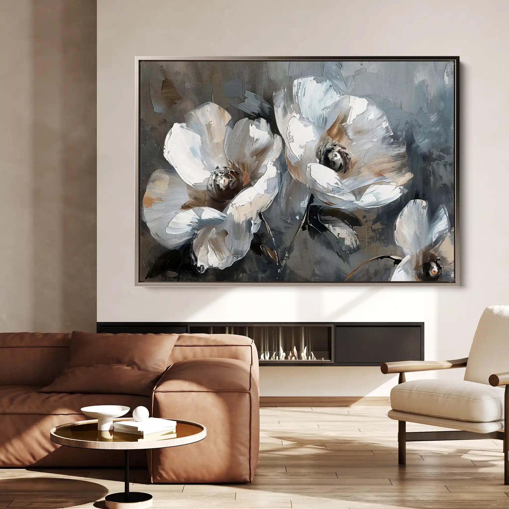 Floral 218 Canvas Art 60 x 40 cm / Black