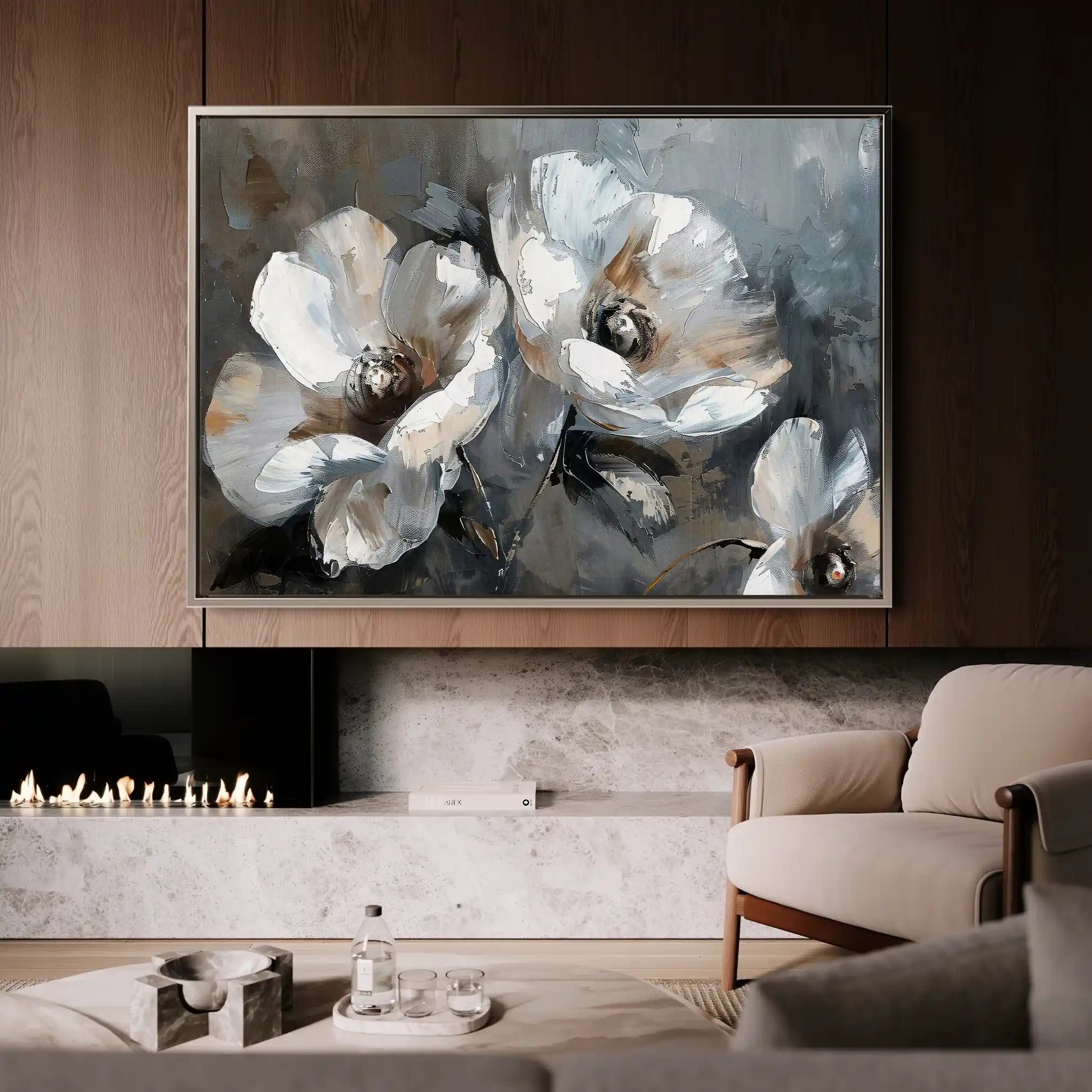 Floral 218 Canvas Art 60 x 40 cm / Black