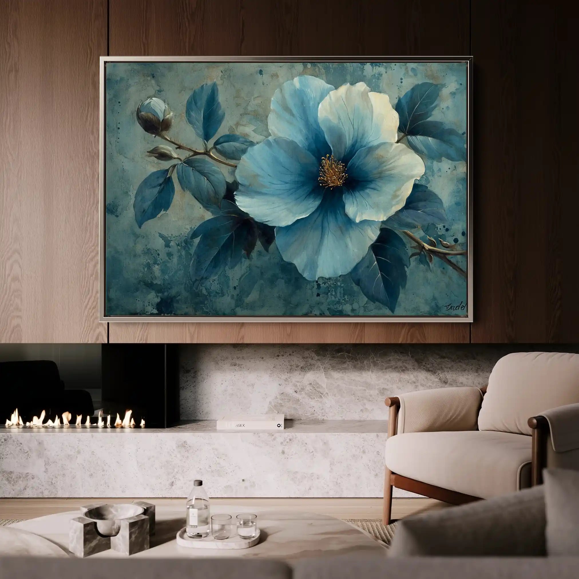 Floral 219 Canvas Art 60 x 40 cm / Black